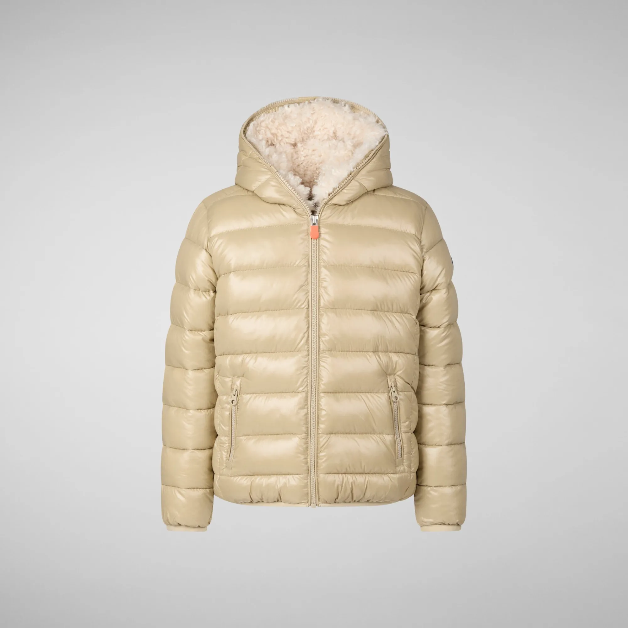 Clearance Save The Duck Boys' animal free Puffer jacket Gavin in wood beige
