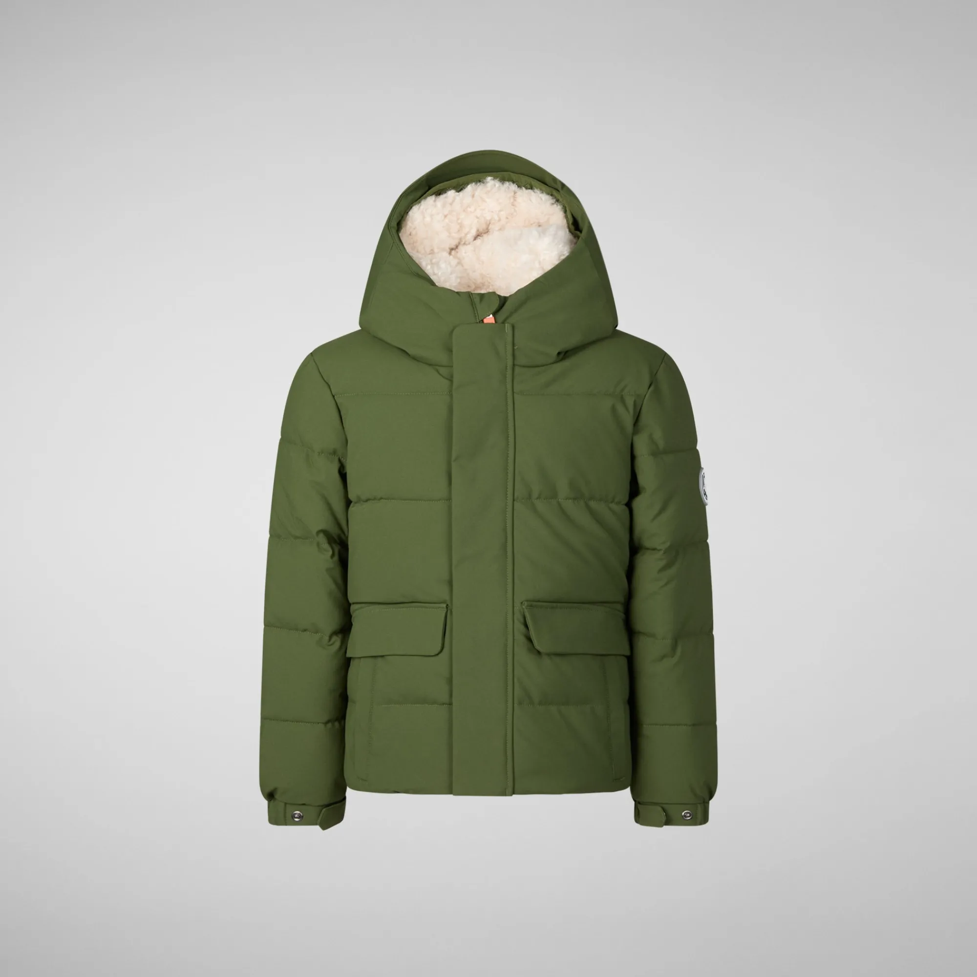 Best Save The Duck Boys' hooded parka Klaus in moss green