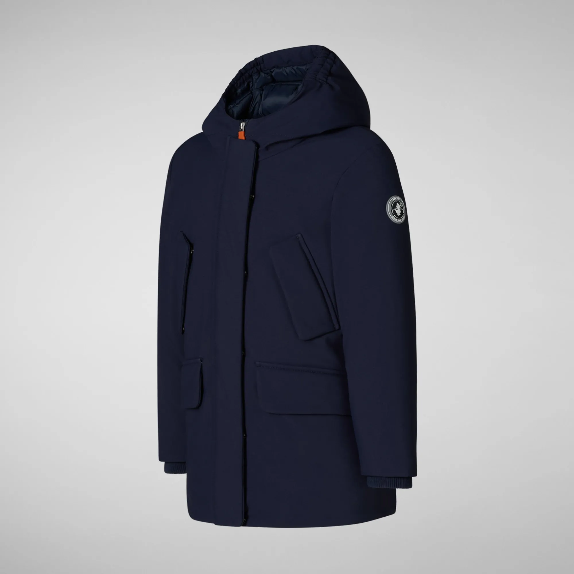 Hot Save The Duck Girls' hooded parka Ally in Navy Blue
