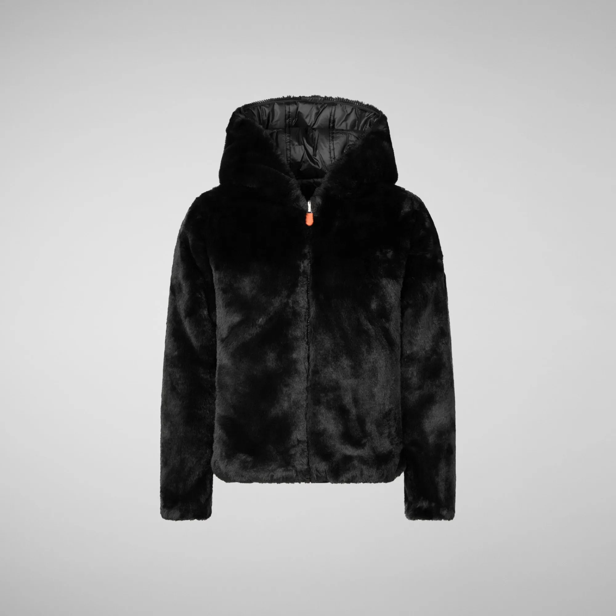 Discount Save The Duck Girls' hooded reversible jacket Chloe in black