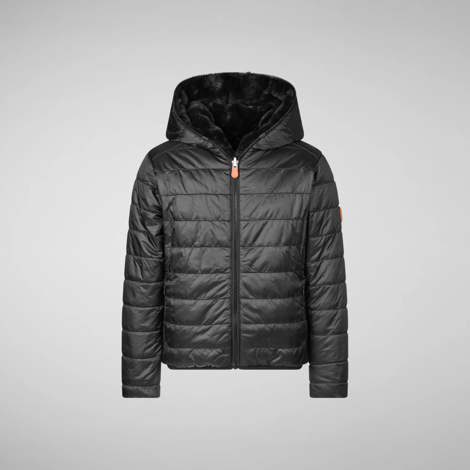 Discount Save The Duck Girls' hooded reversible jacket Chloe in black