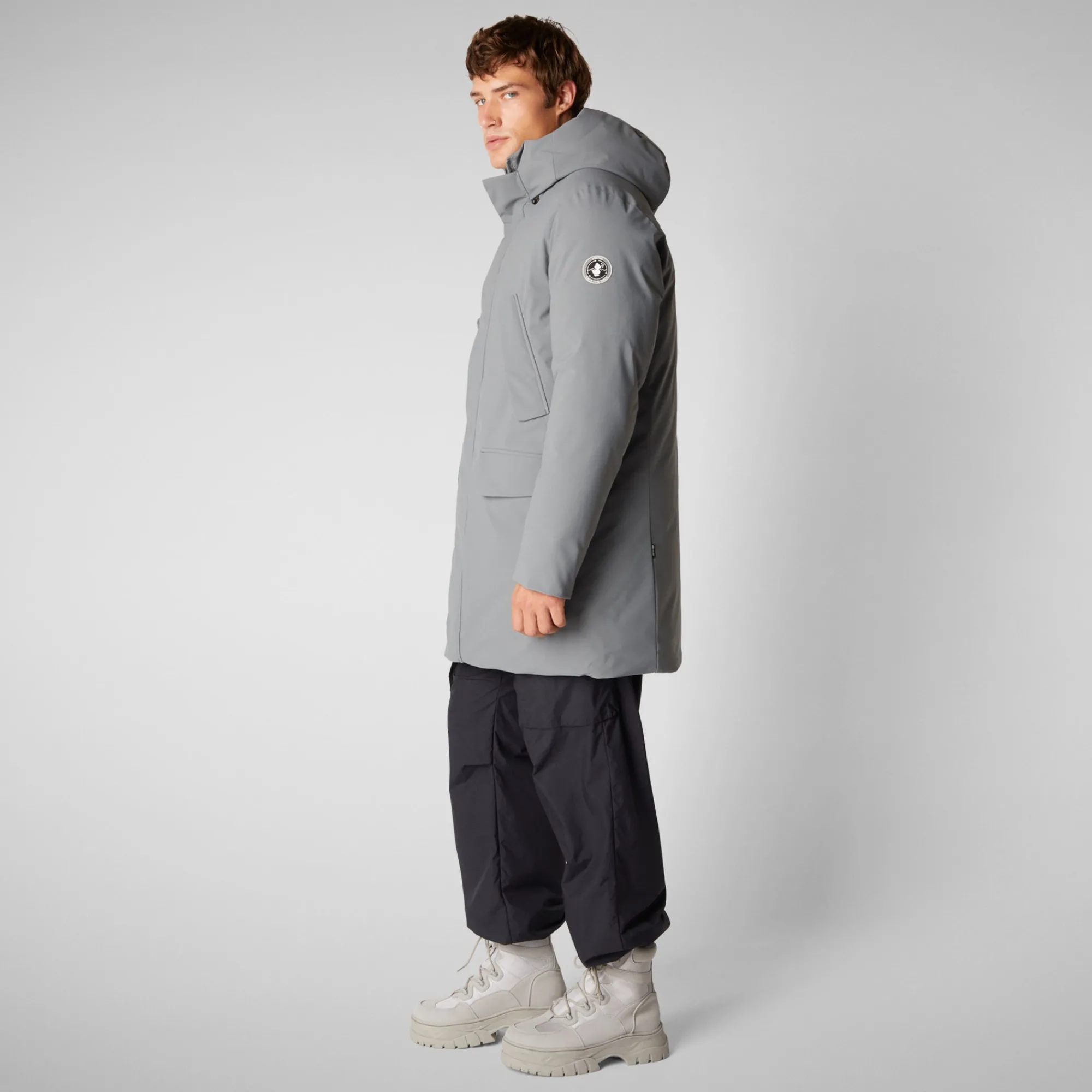 Outlet Save The Duck Man's hooded parka Wilson in mid grey MidGrey