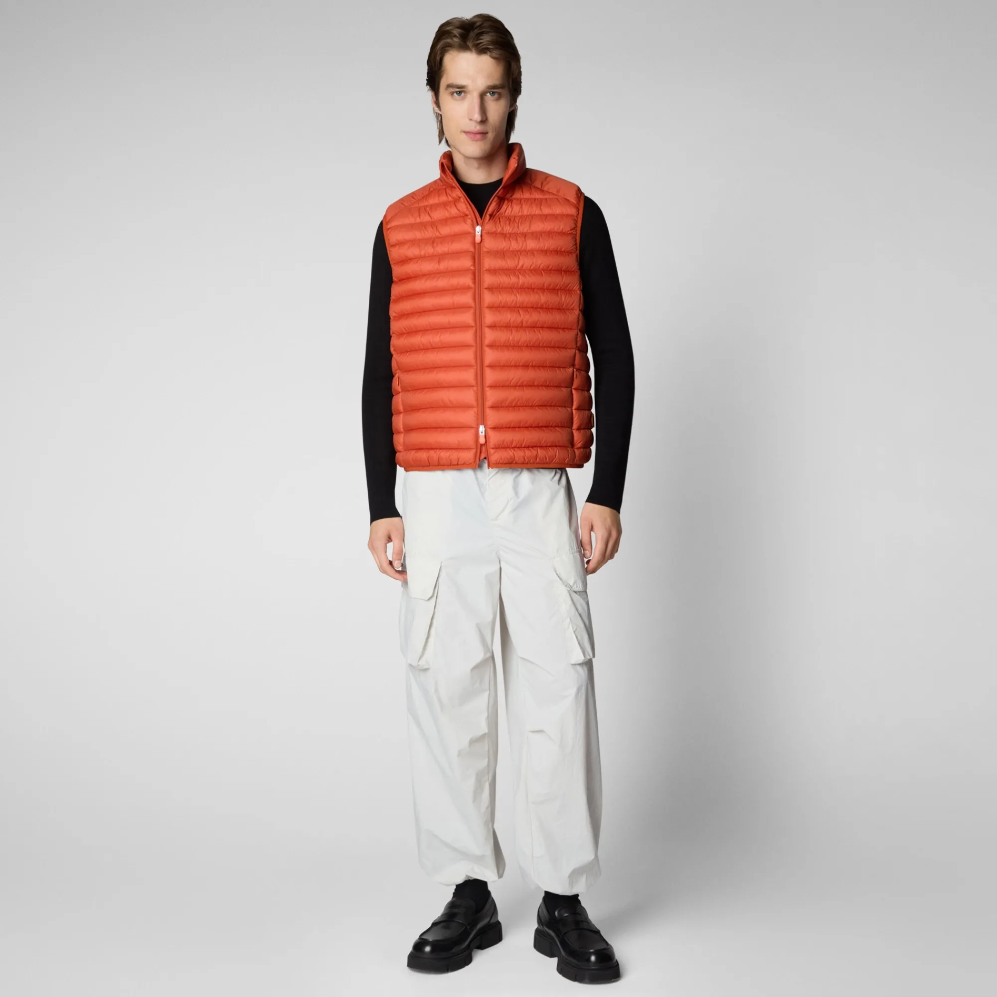 Shop Save The Duck Men's  Adam Puffer Vest in Ginger Orange GingerOrange