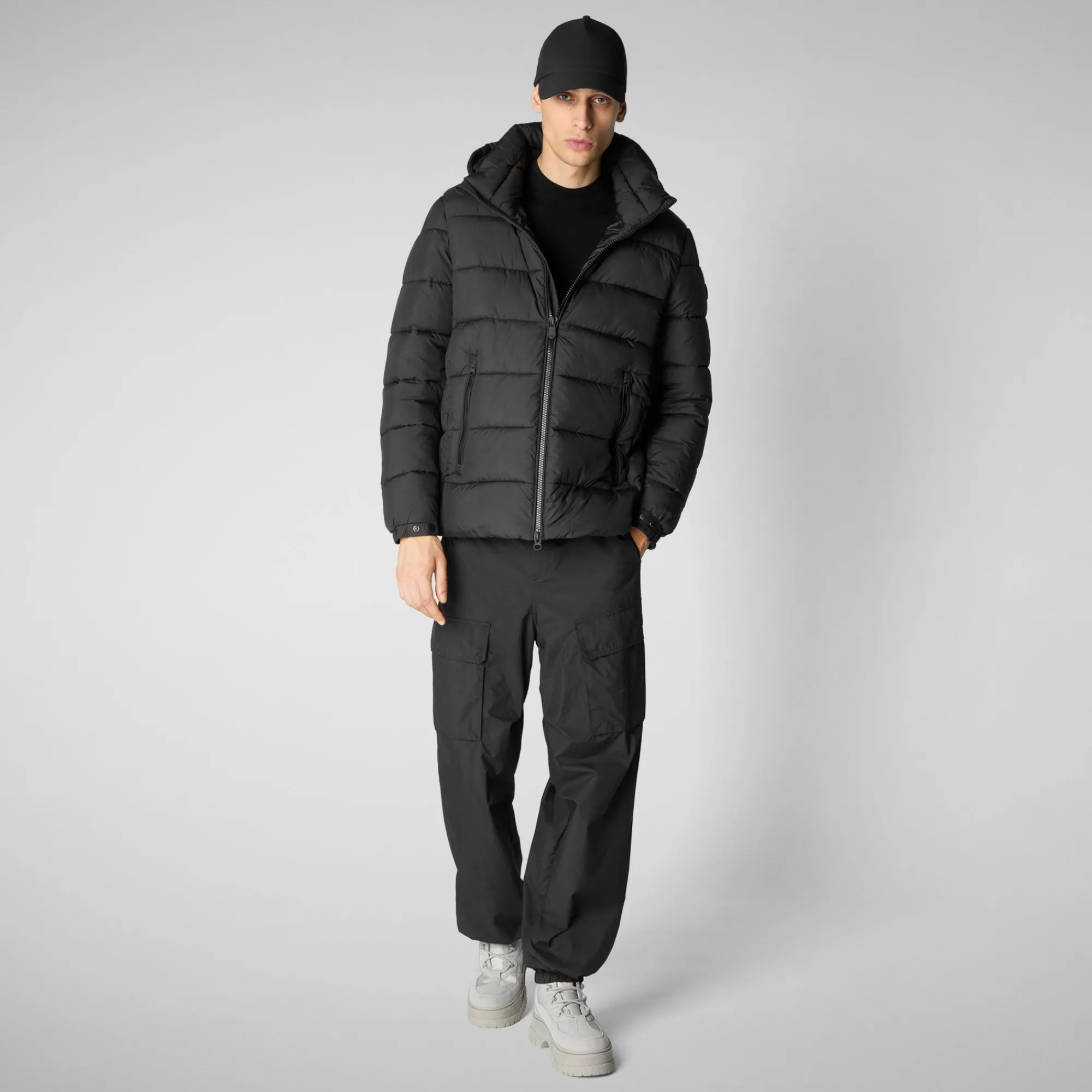 Store Save The Duck Men's  animal free hooded Animal free Puffer jacket Boris in Black
