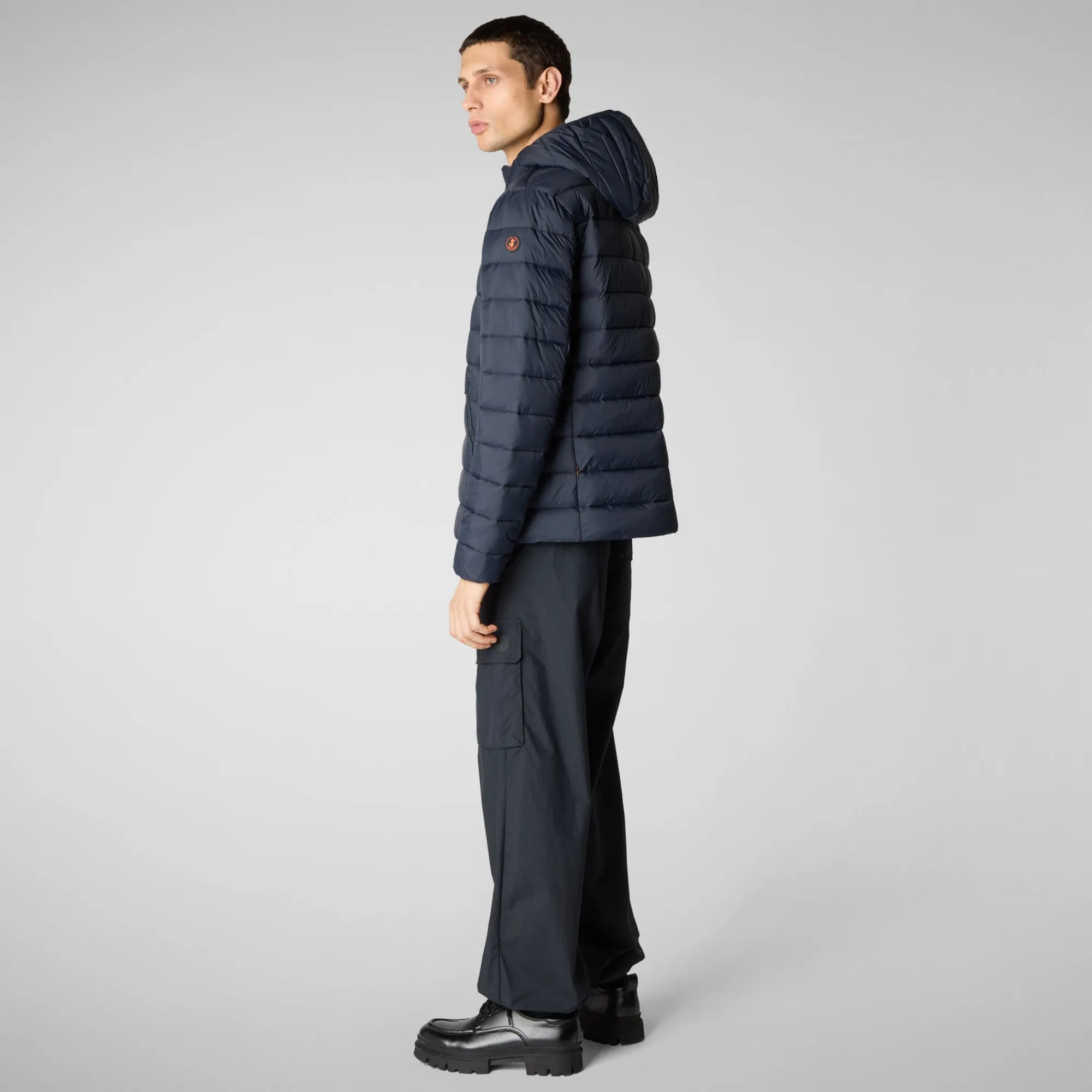 Cheap Save The Duck Men's  animal free hooded Animal free Puffer jacket Hector in blue black BlueBlack