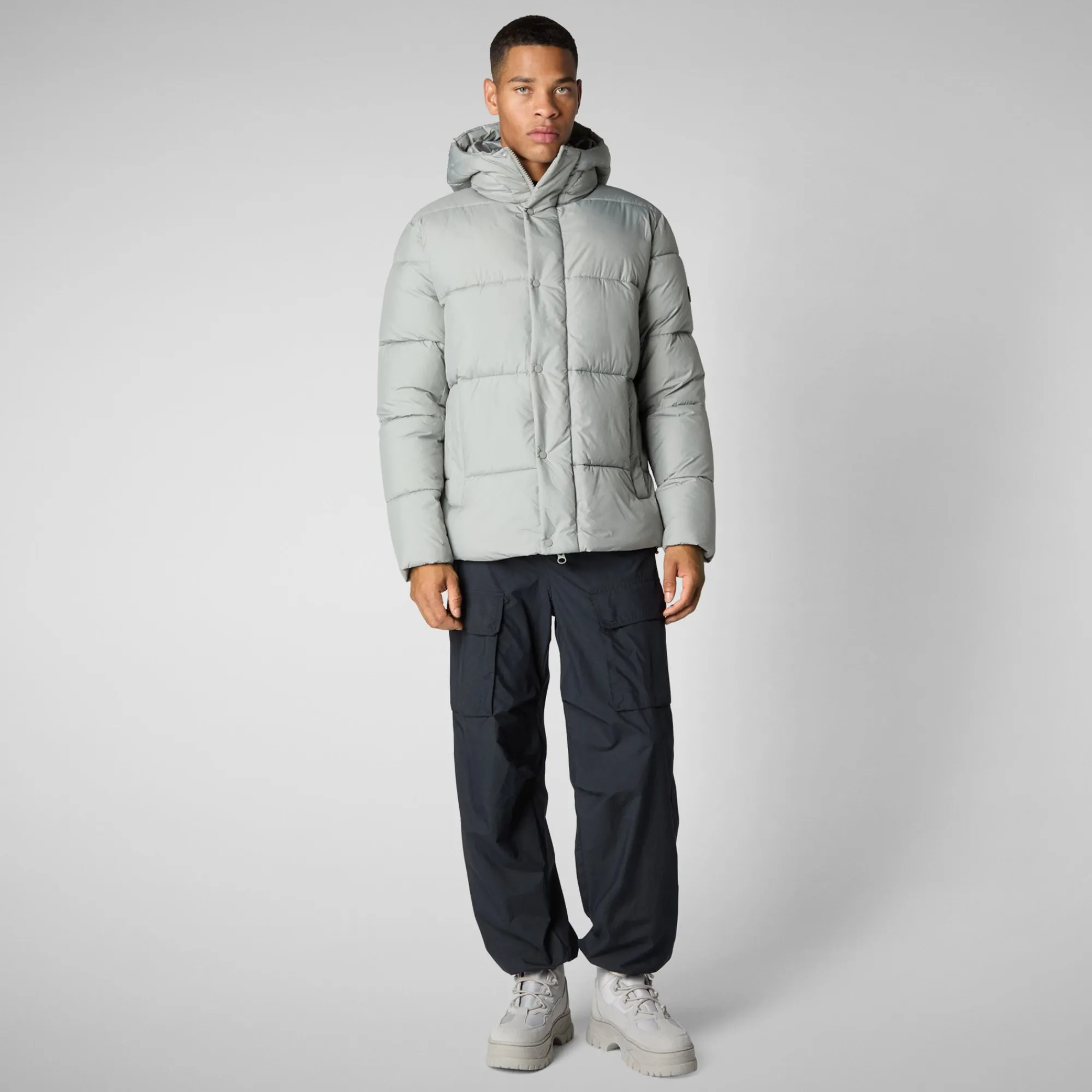 Flash Sale Save The Duck Men's  animal free Puffer jacket Bennet in wolf grey Wolfgrey