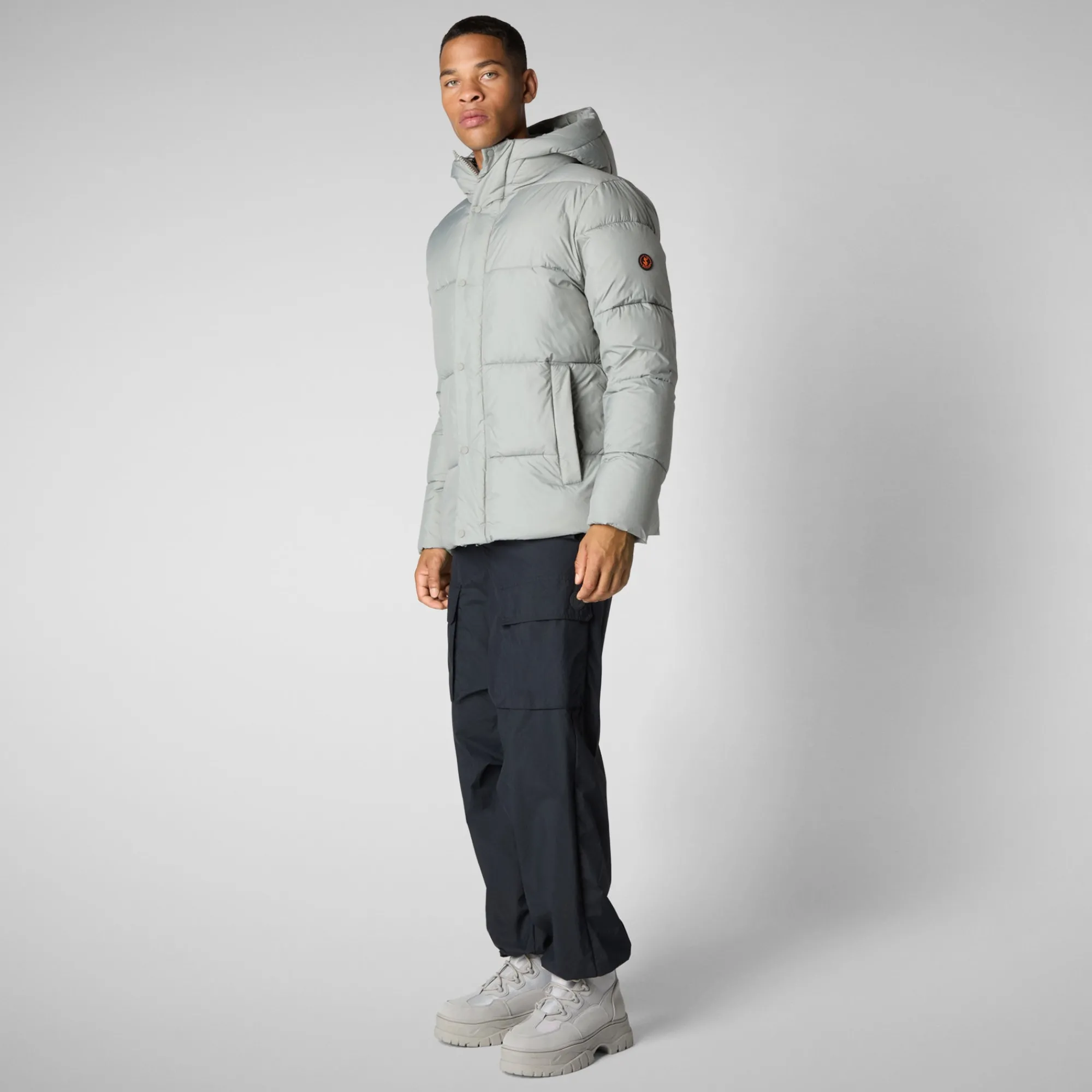Flash Sale Save The Duck Men's  animal free Puffer jacket Bennet in wolf grey Wolfgrey