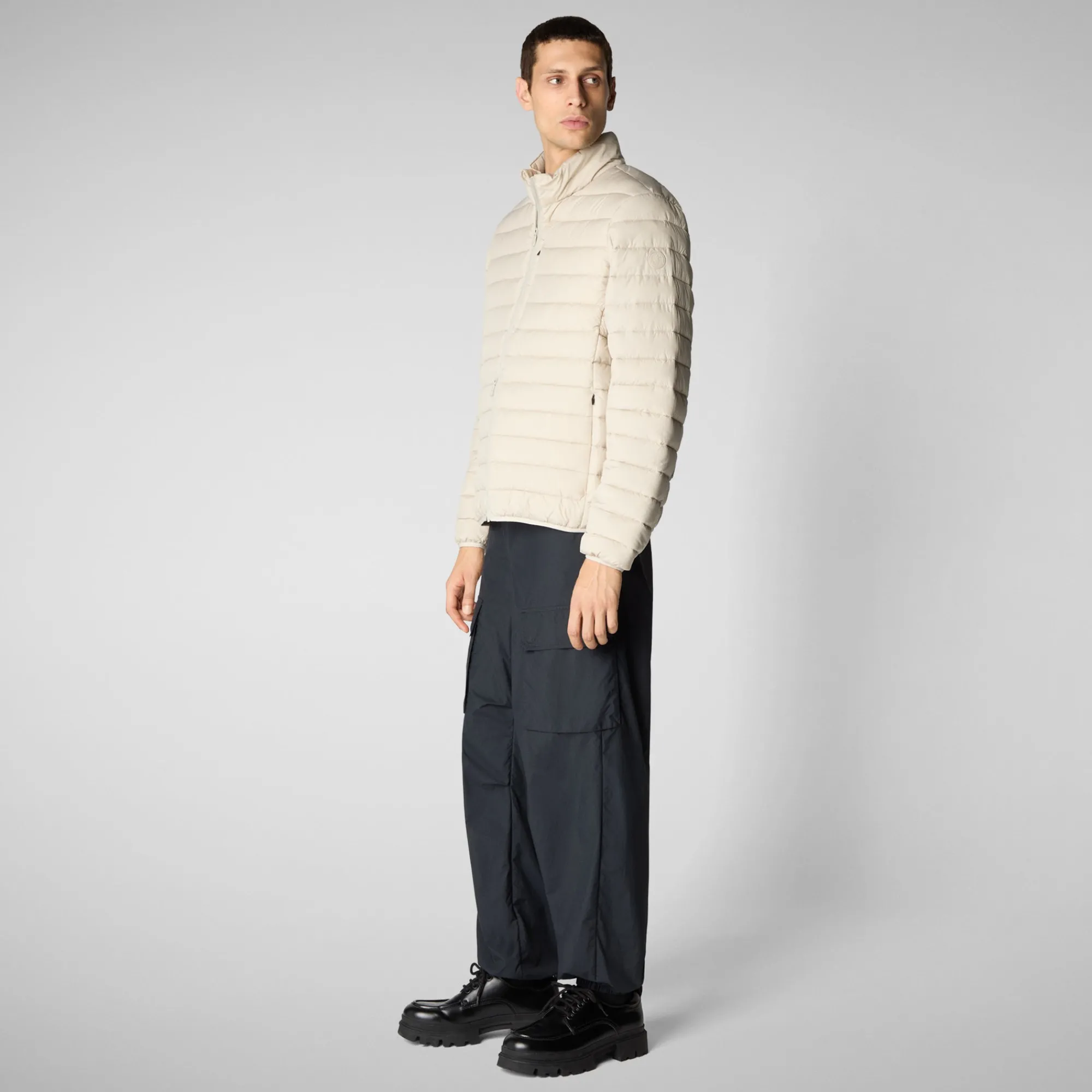 Store Save The Duck Men's  Animal free Puffer Jacket Erion in Rainy Beige RainyBeige