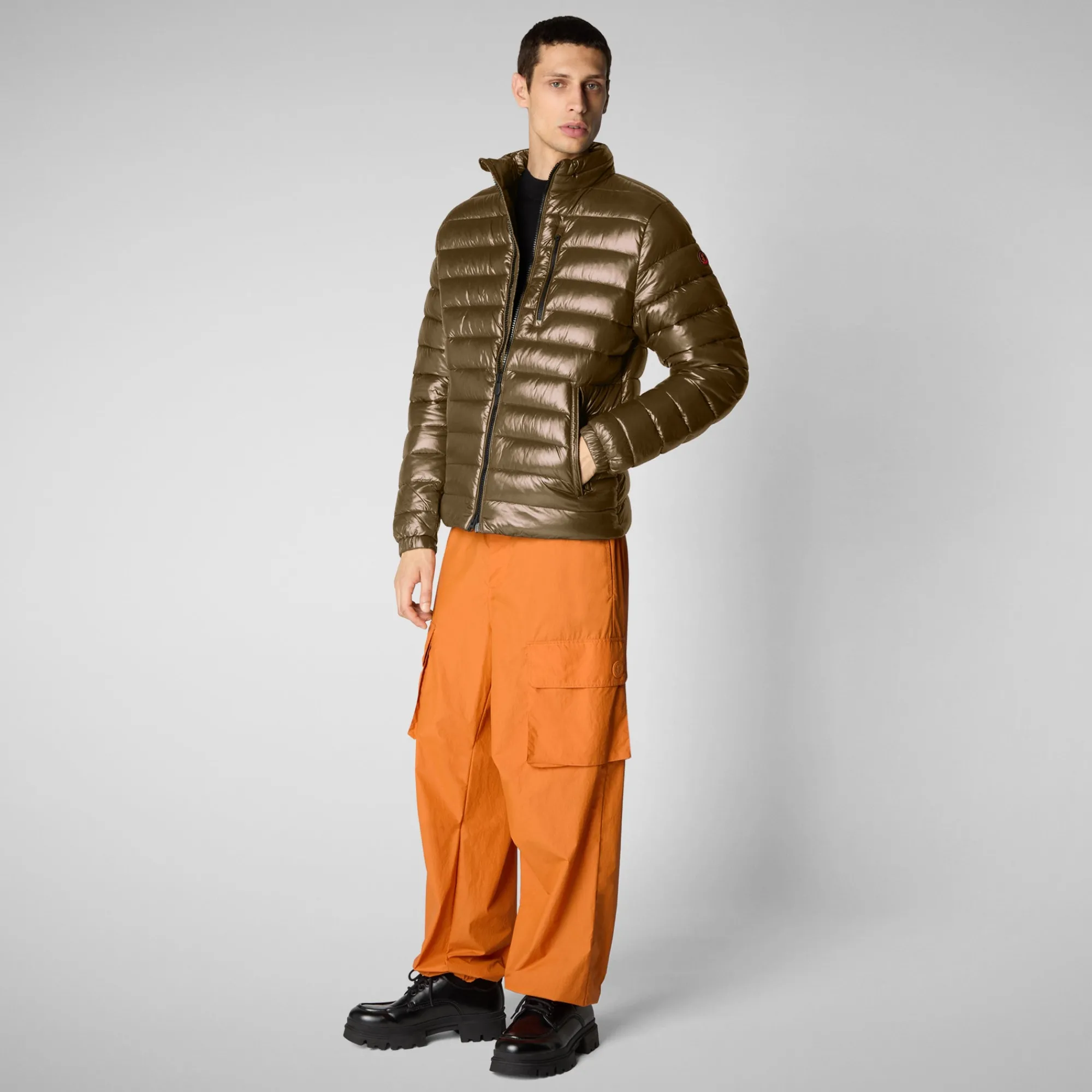 Hot Save The Duck Men's  animal free Puffer jacket Holden in bark green
