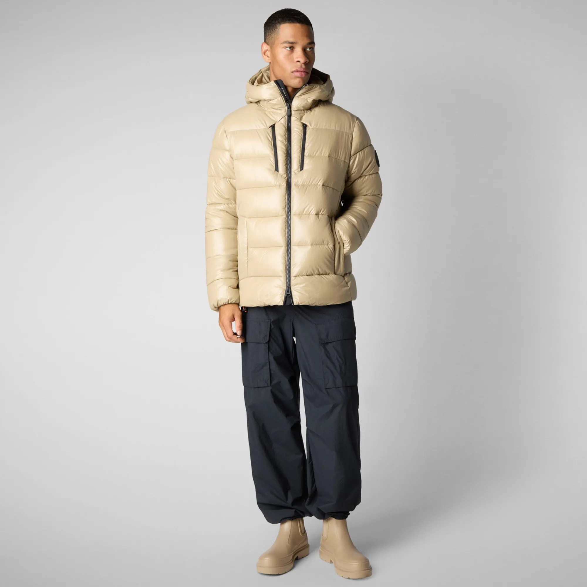 Flash Sale Save The Duck Men's  animal free Puffer jacket maxime in wood beige WoodBeige