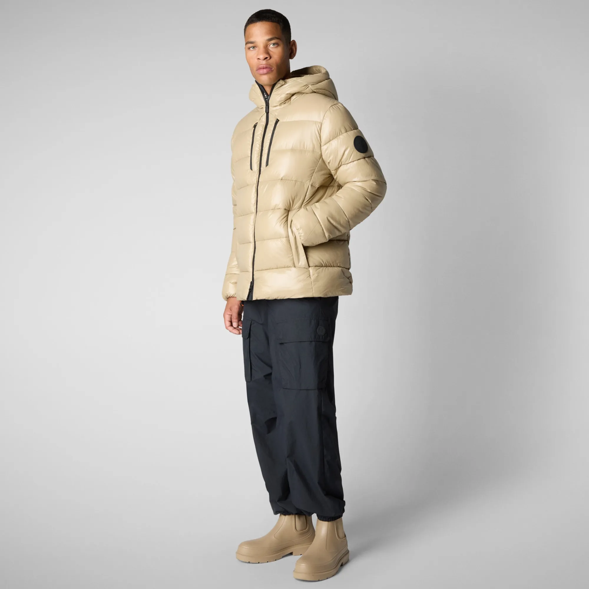 Flash Sale Save The Duck Men's  animal free Puffer jacket maxime in wood beige WoodBeige