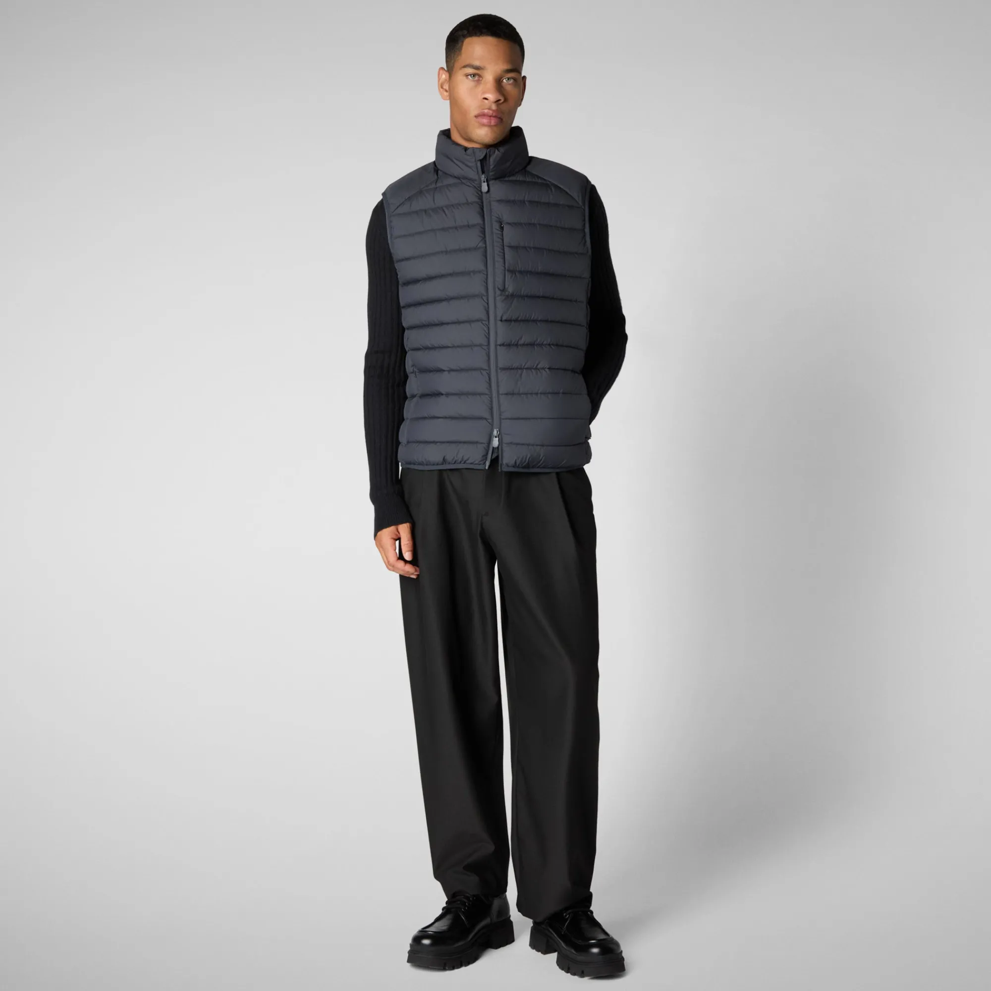 New Save The Duck Men's  Animal free Puffer Vest Rhus in  Black GreyBlack