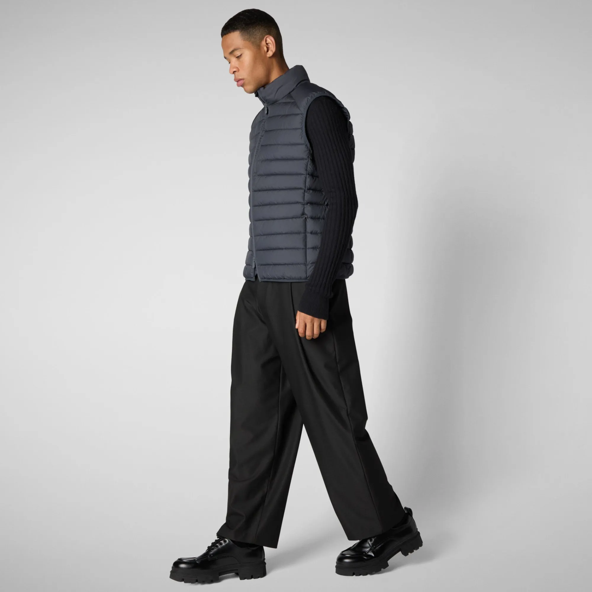 New Save The Duck Men's  Animal free Puffer Vest Rhus in  Black GreyBlack
