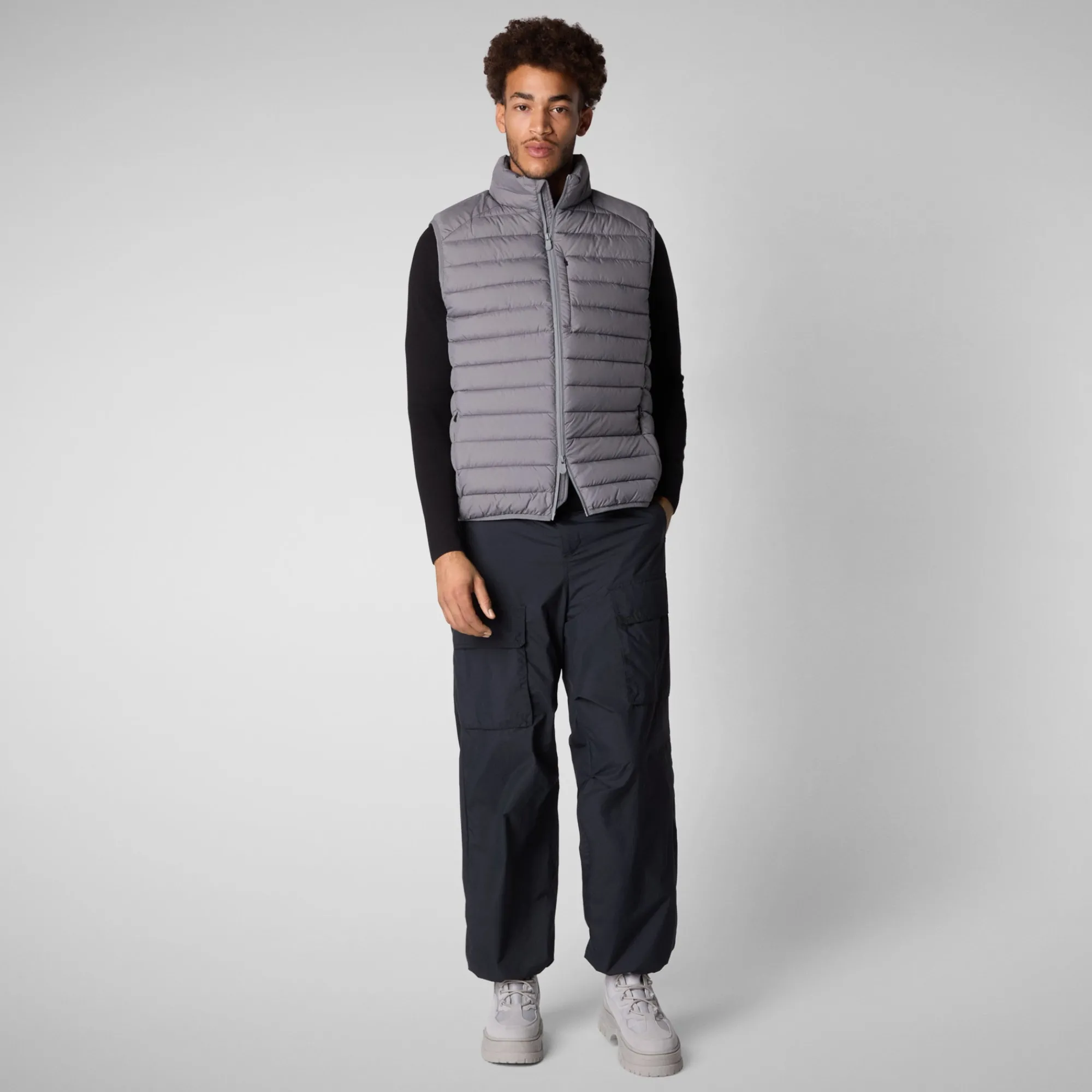 Sale Save The Duck Men's  Animal free Puffer Vest Rhus in Mid Grey MidGrey