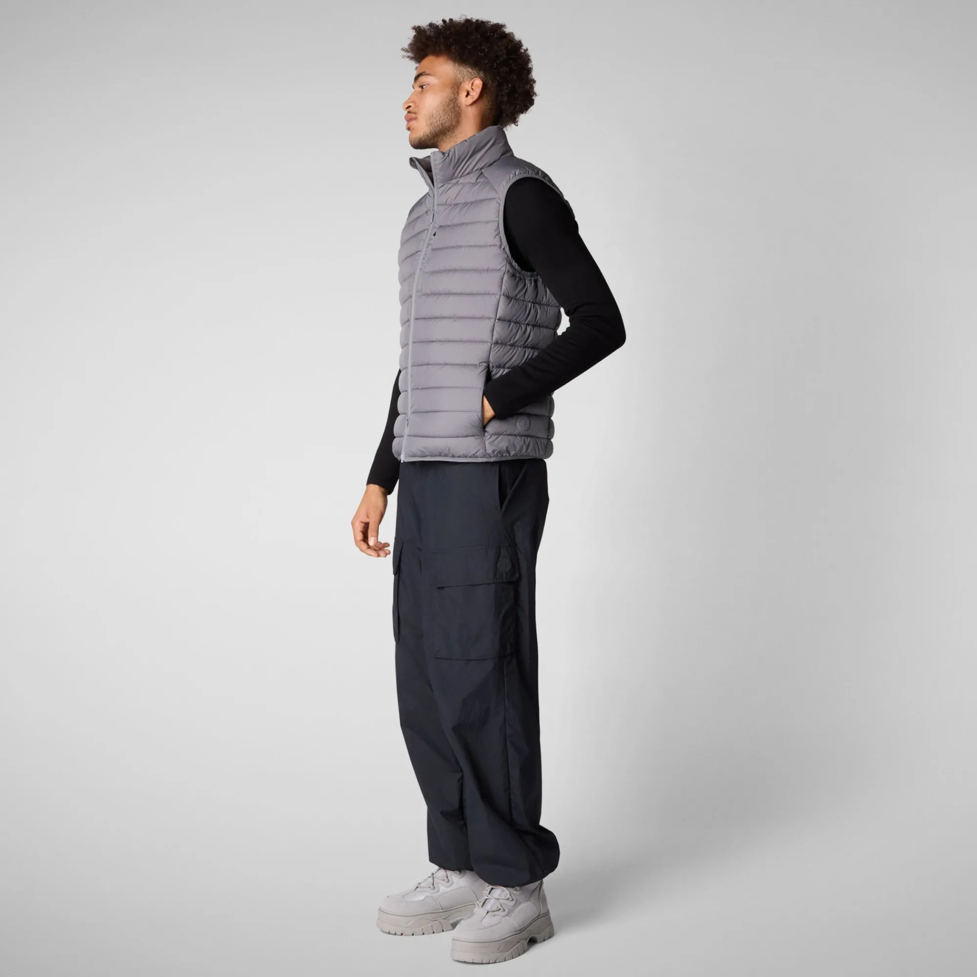 Sale Save The Duck Men's  Animal free Puffer Vest Rhus in Mid Grey MidGrey