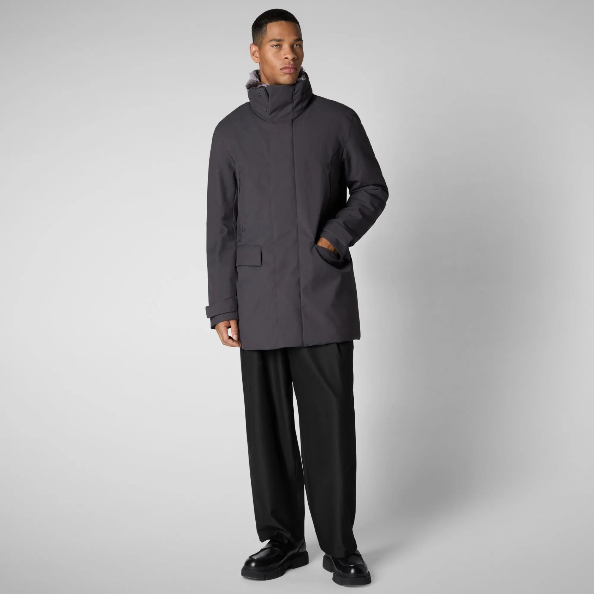 Sale Save The Duck Men's coat Ambrose in grey melange Greymelange