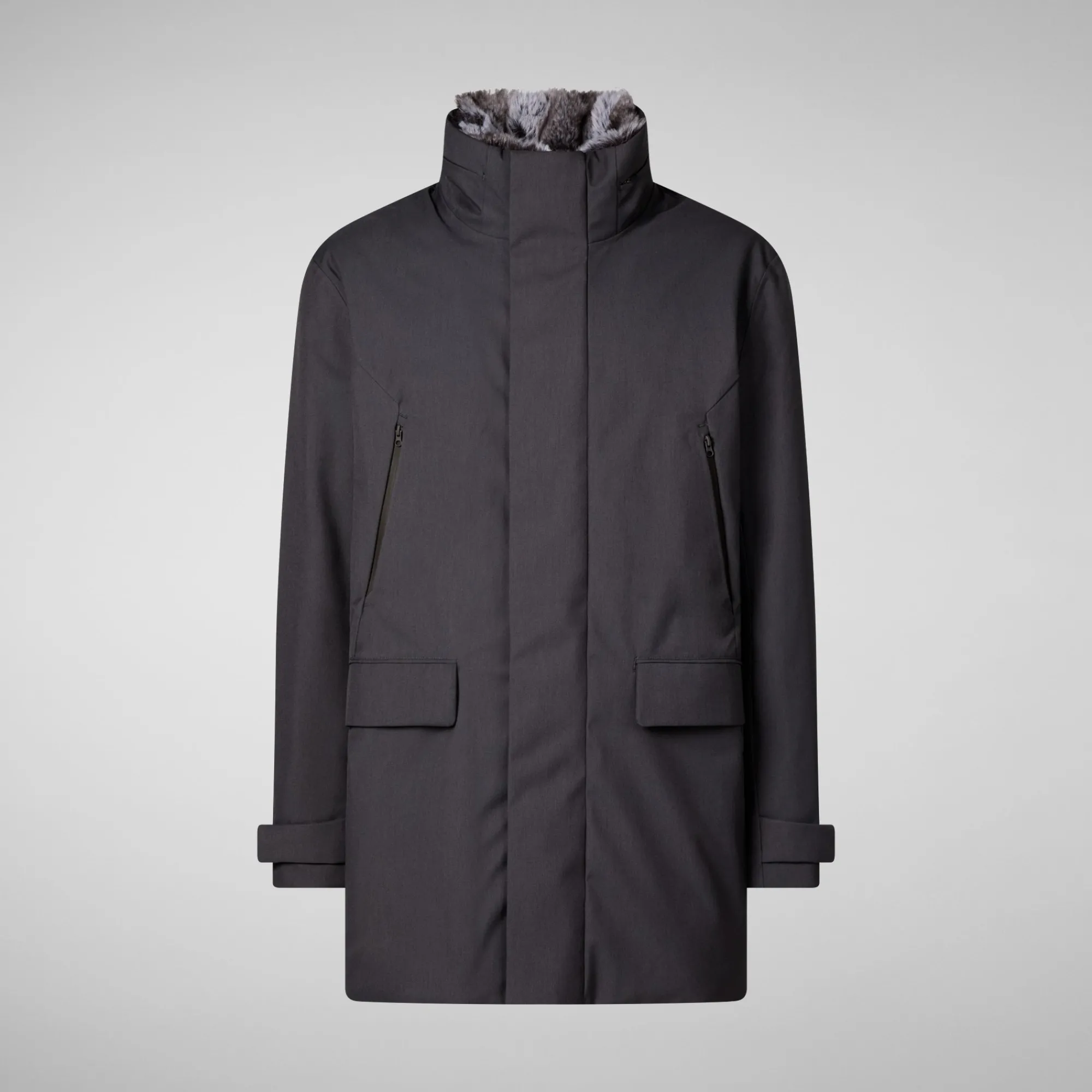 mens_coat_ambrose_in_grey_melange_4-1.webp Sale Save The Duck Men's coat Ambrose in grey melange Greymelange