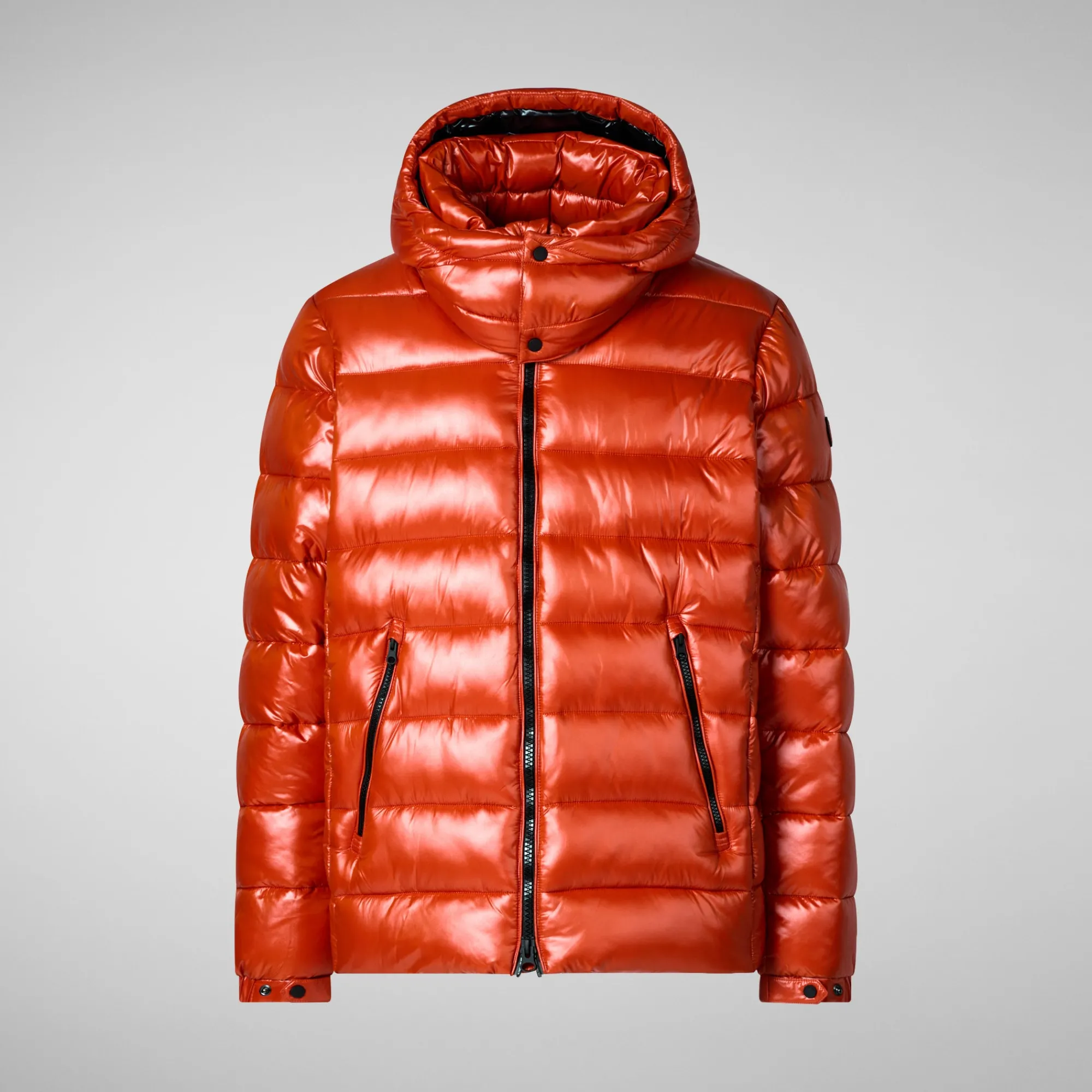 Sale Save The Duck Men's  Florian Hooded Animal free Puffer Jacket in Maple Orange MapleOrange