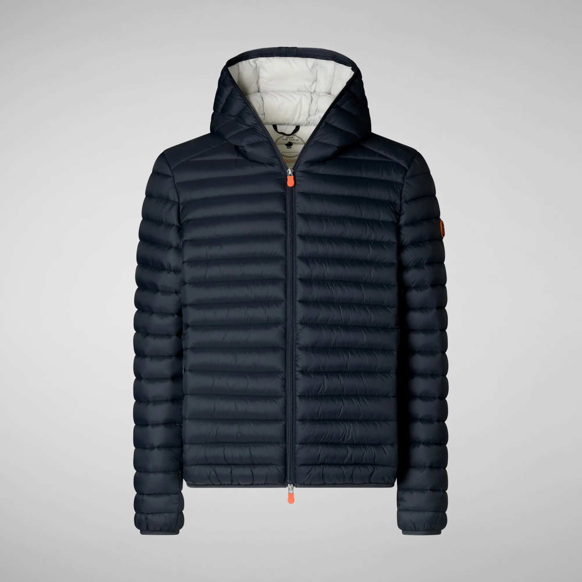 Best Save The Duck Men's Hooded Animal free Puffer Jacket Donald in Grey Black GreyBlack