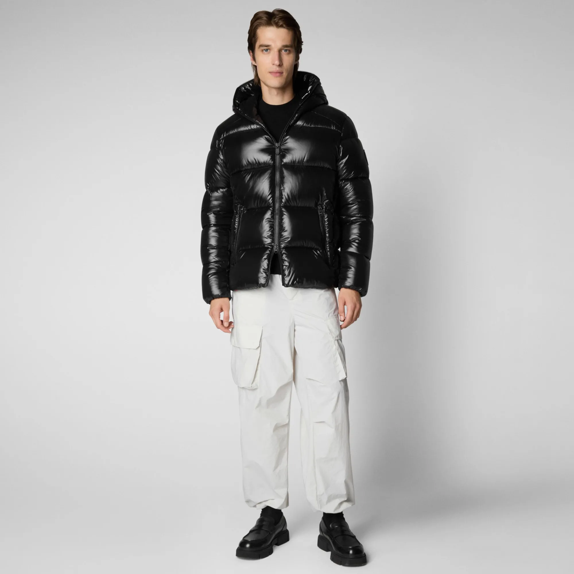Hot Save The Duck Men's Hooded Animal free Puffer Jacket Edgard Black