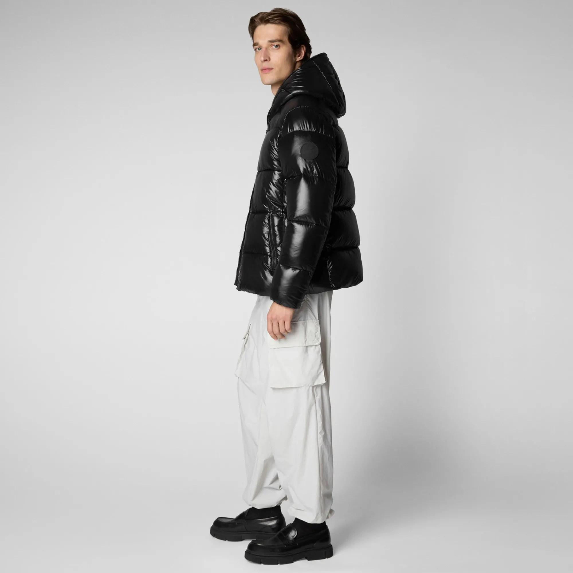 Hot Save The Duck Men's Hooded Animal free Puffer Jacket Edgard Black