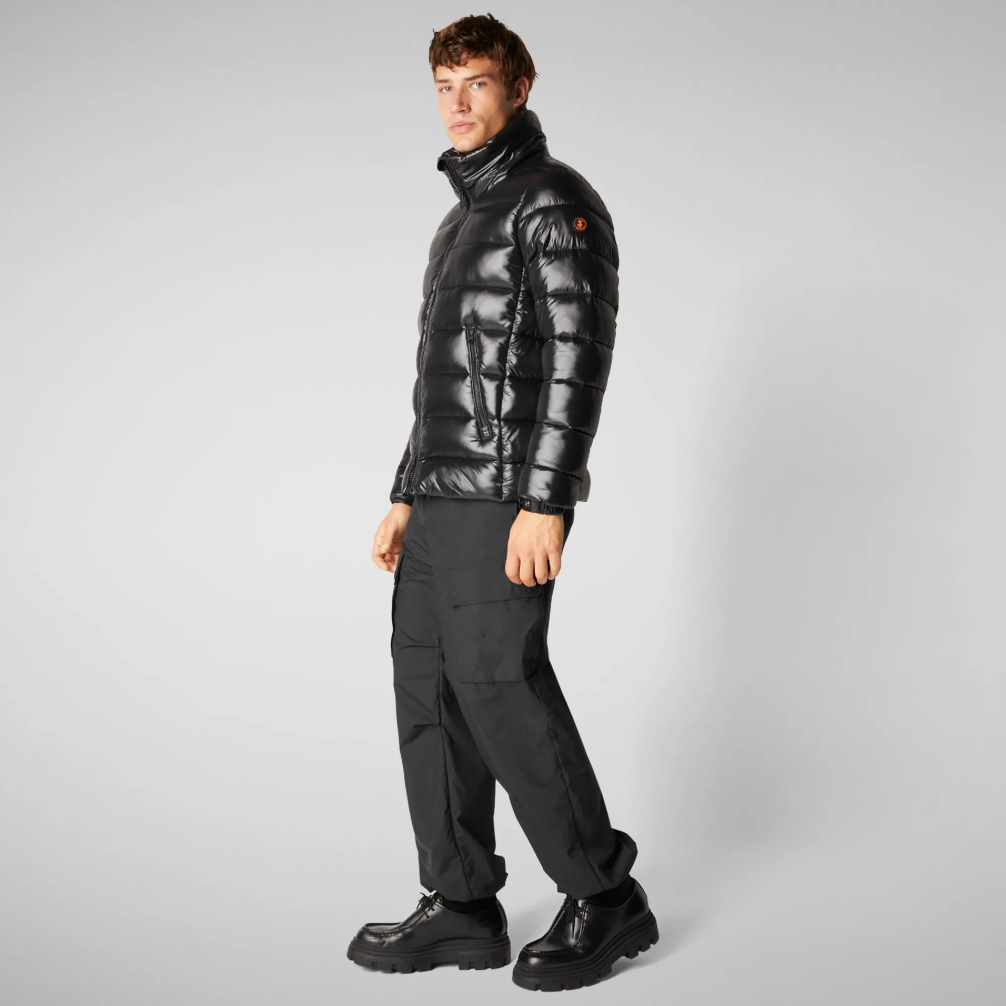 Shop Save The Duck Men's Hooded Animal free Puffer Jacket Florian in Black