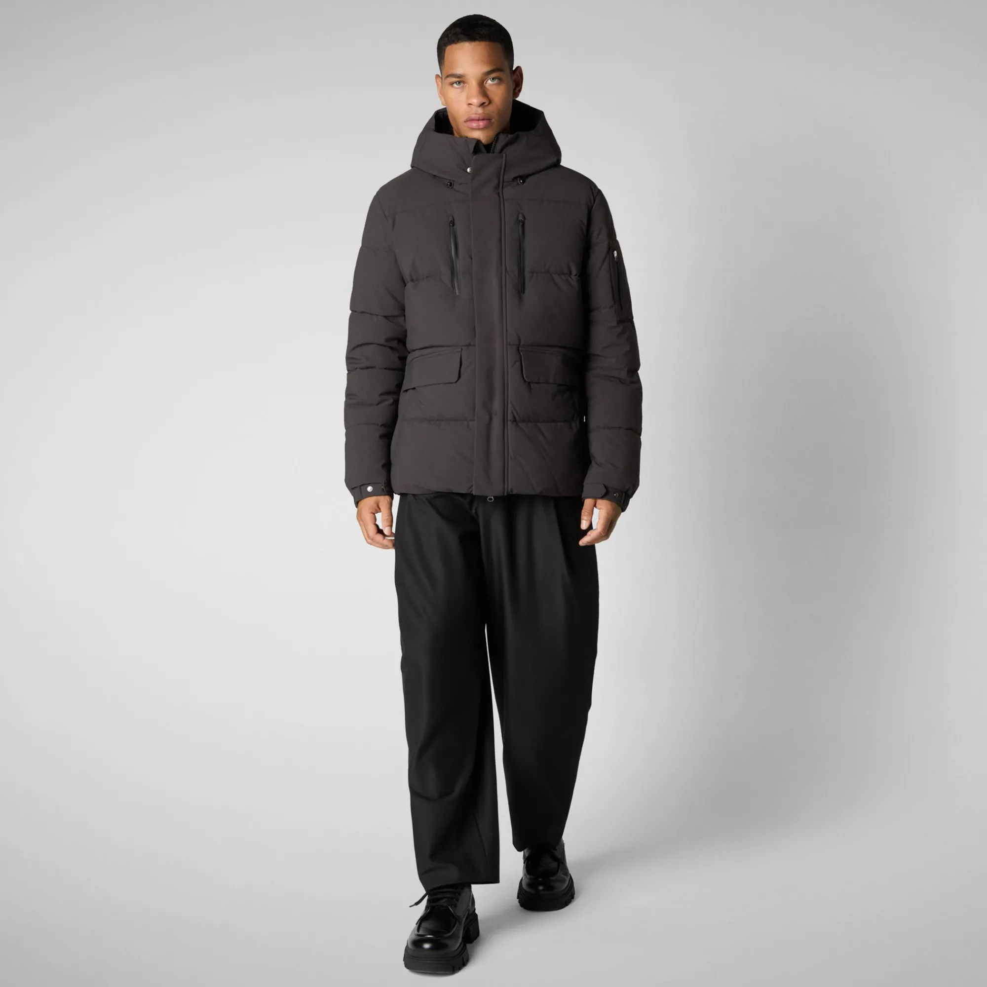 Best Save The Duck Men's  Hooded Parka Alter in Brown Black BrownBlack