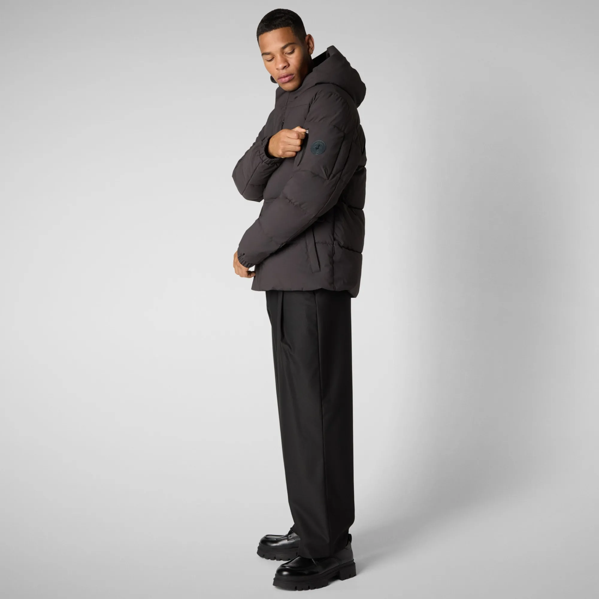 Best Save The Duck Men's  Hooded Parka Alter in Brown Black BrownBlack