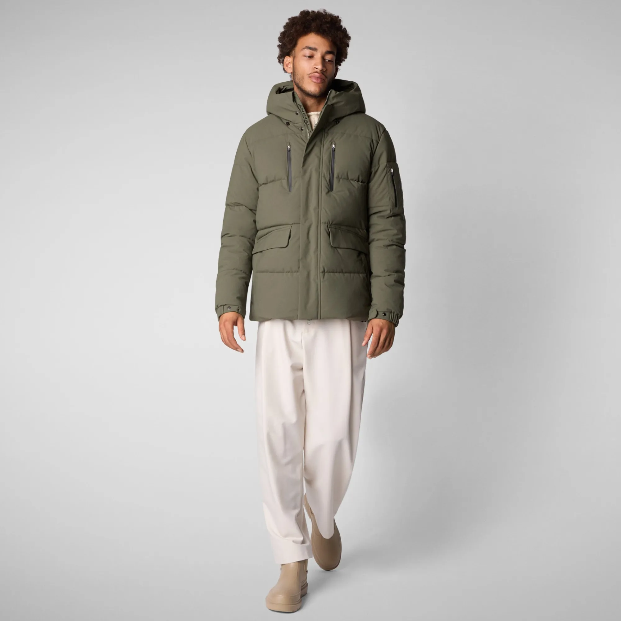 Cheap Save The Duck Men's  Hooded Parka Alter in Laurel Green LaurelGreen