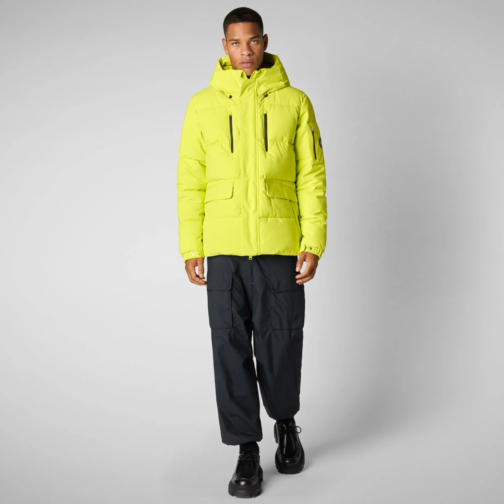 Store Save The Duck Men's  Hooded Parka Alter in Lichen Green LichenGreen
