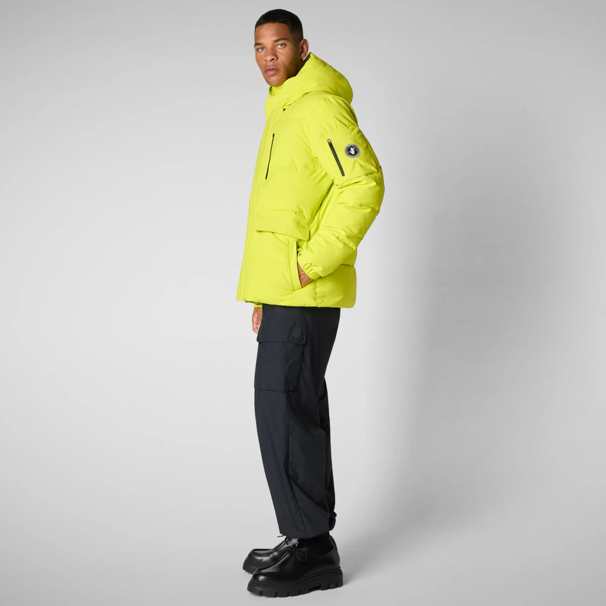 Store Save The Duck Men's  Hooded Parka Alter in Lichen Green LichenGreen