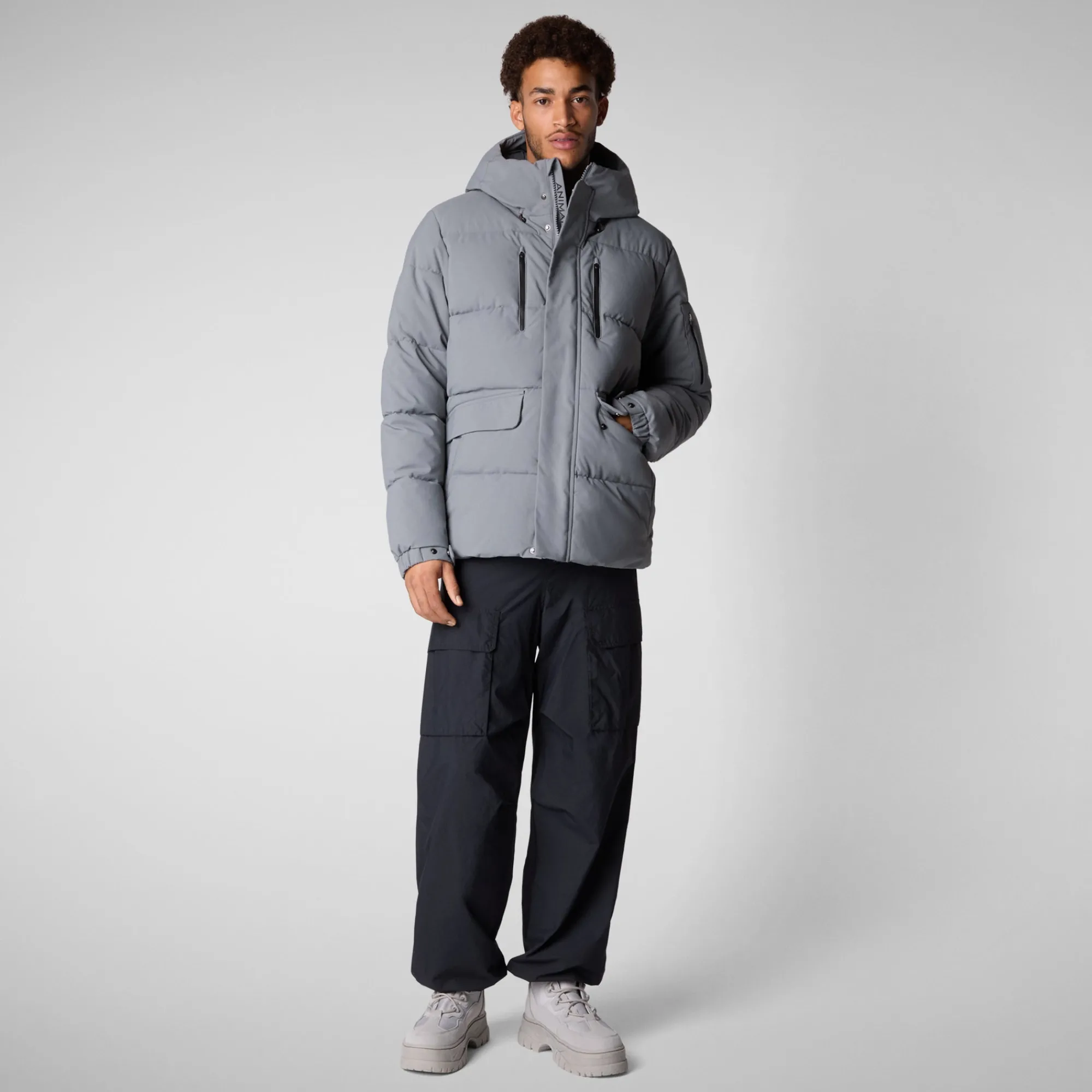 Online Save The Duck Men's  Hooded Parka Alter in Mid Grey MidGrey