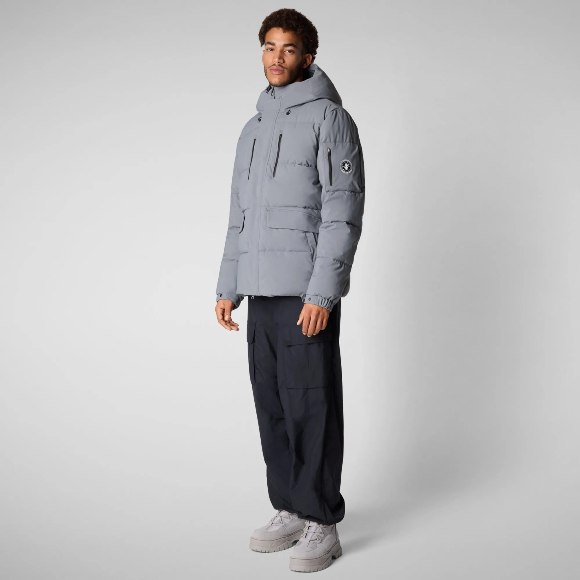 Online Save The Duck Men's  Hooded Parka Alter in Mid Grey MidGrey