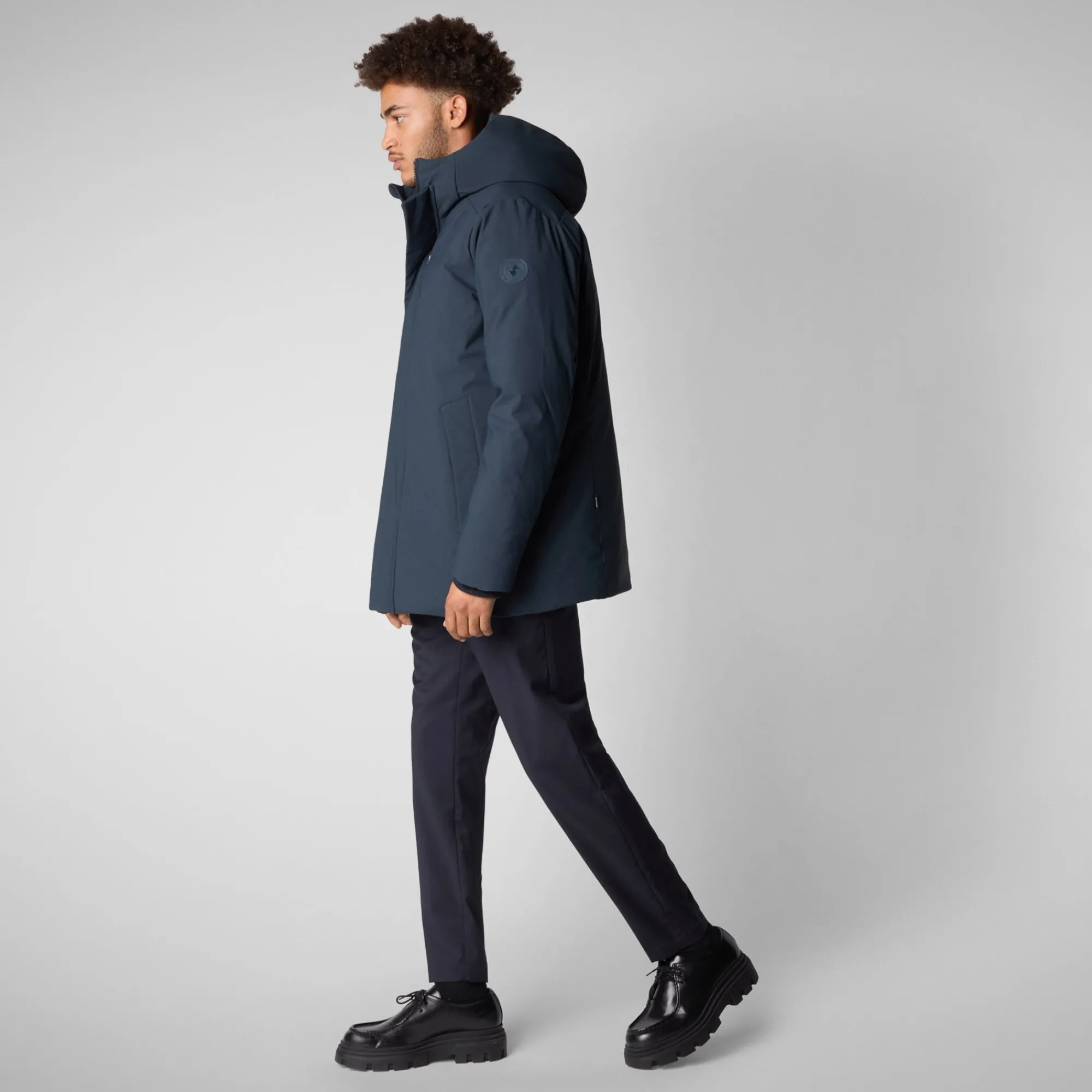 Discount Save The Duck Men's  Hooded Parka Antoine in BLUE BLACK BlueBlack