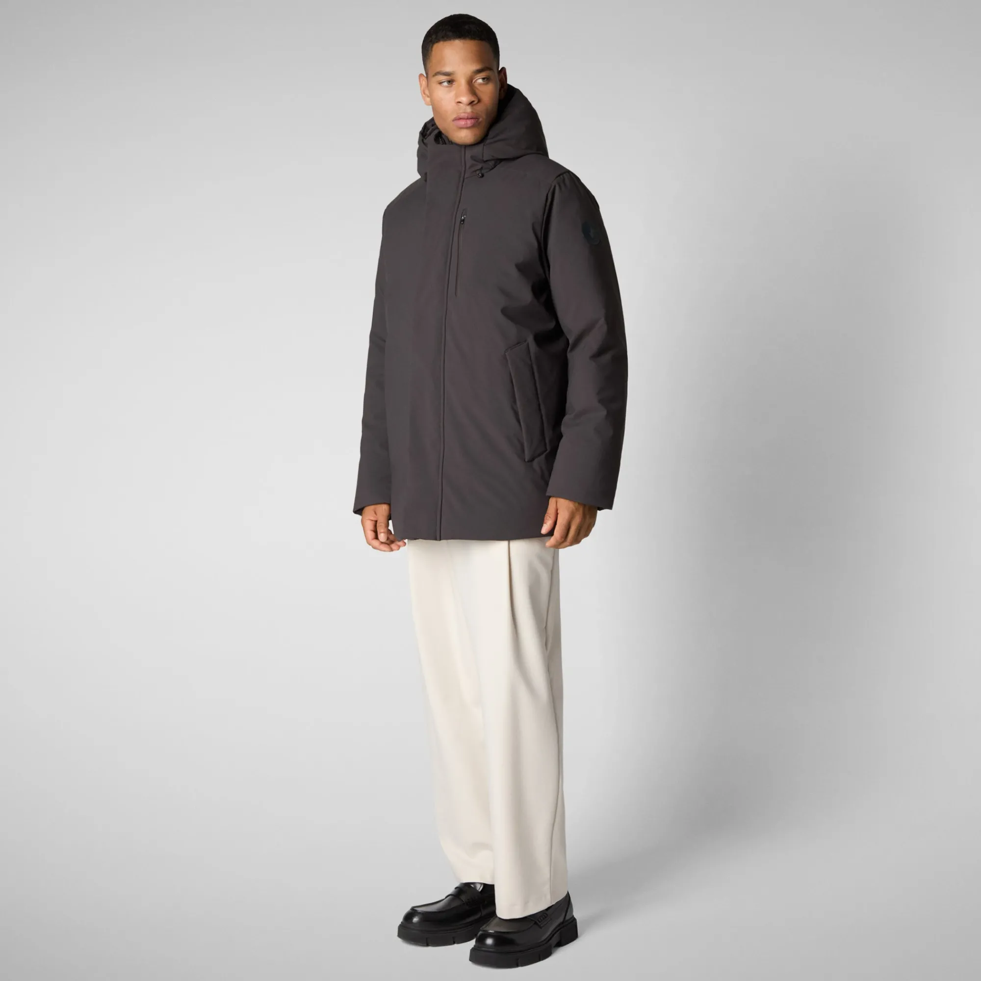 Best Save The Duck Men's  Hooded Parka Antoine in Brown Black Brownblack