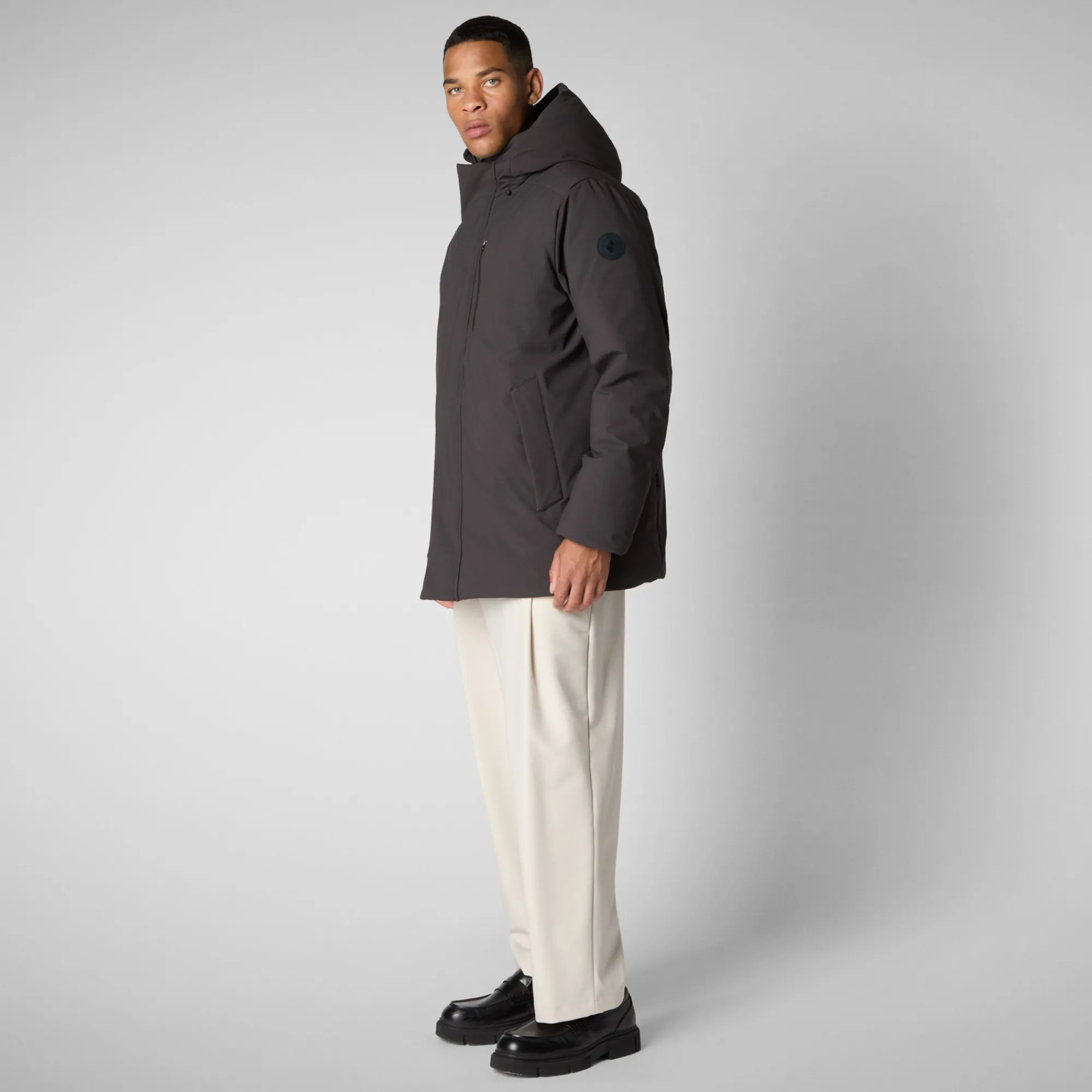 Best Save The Duck Men's  Hooded Parka Antoine in Brown Black Brownblack