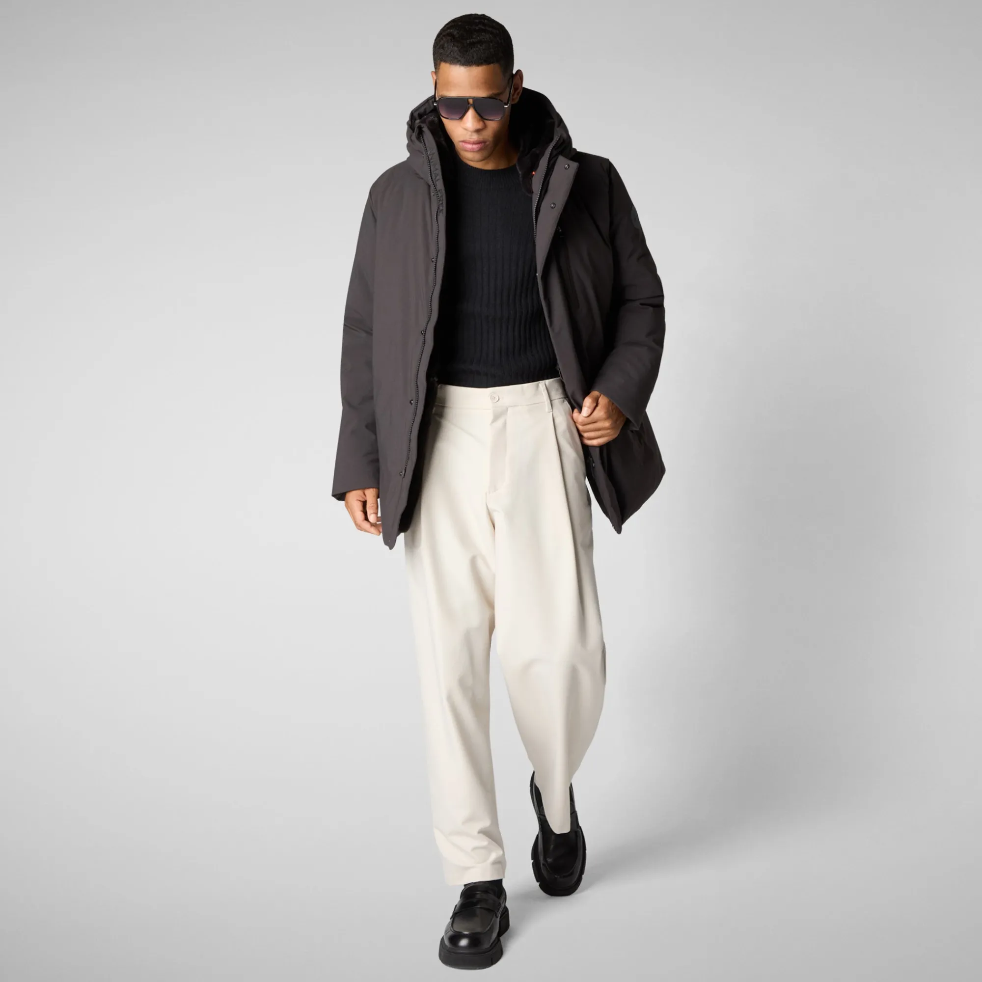 mens_hooded_parka_antoine_in_brown_black_2-1.webp Best Save The Duck Men's  Hooded Parka Antoine in Brown Black Brownblack