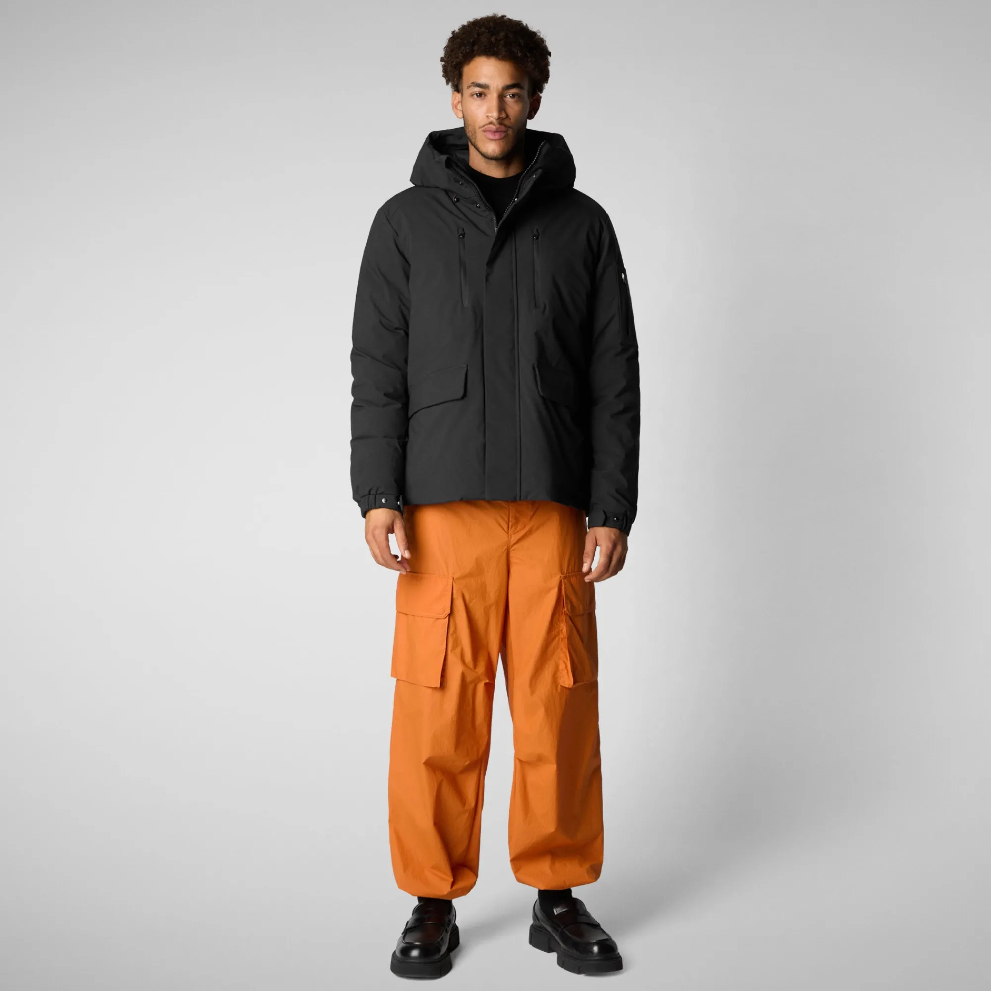 Cheap Save The Duck Men's hooded parka Hiram in Black