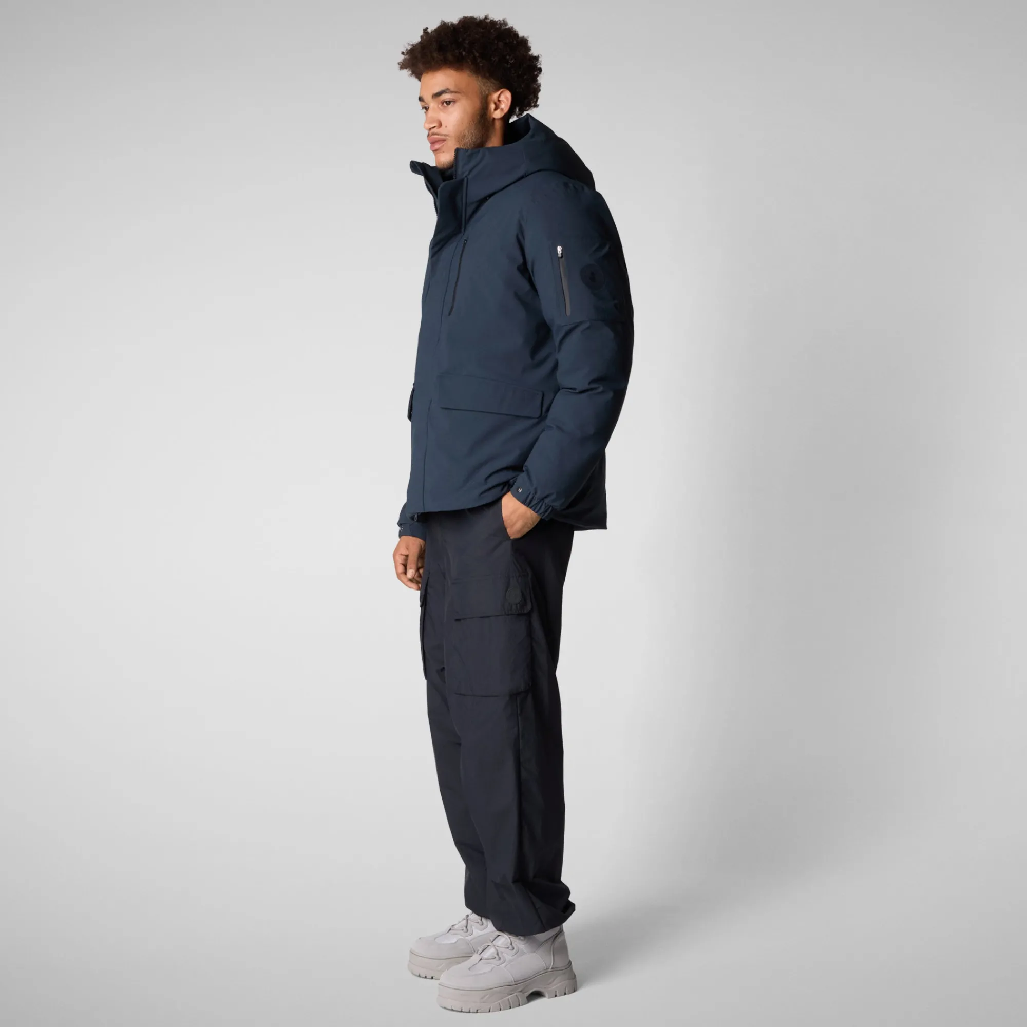 Cheap Save The Duck Men's  hooded parka Hiram in blue black BlueBlack
