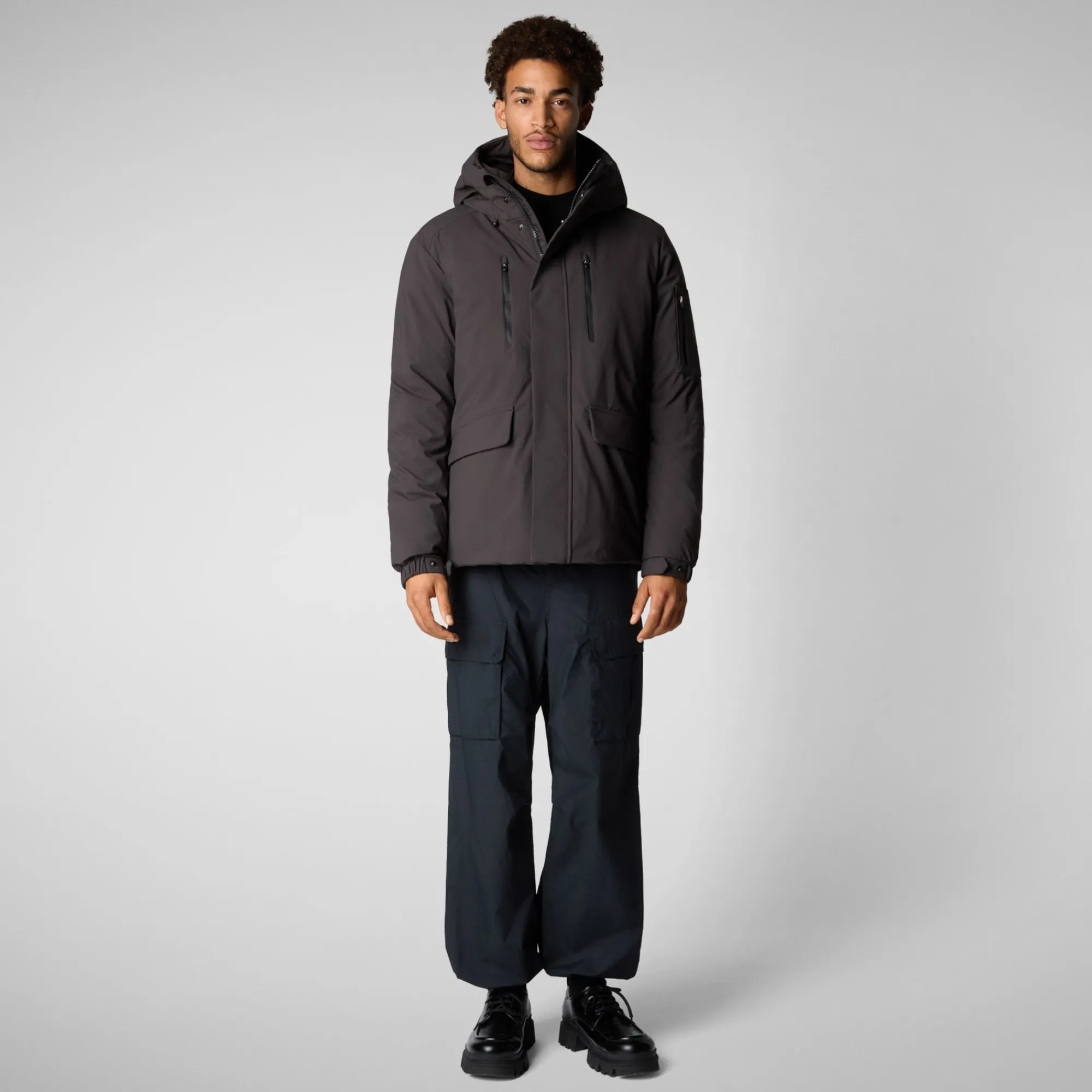 Sale Save The Duck Men's  hooded parka Hiram in brown black Brownblack