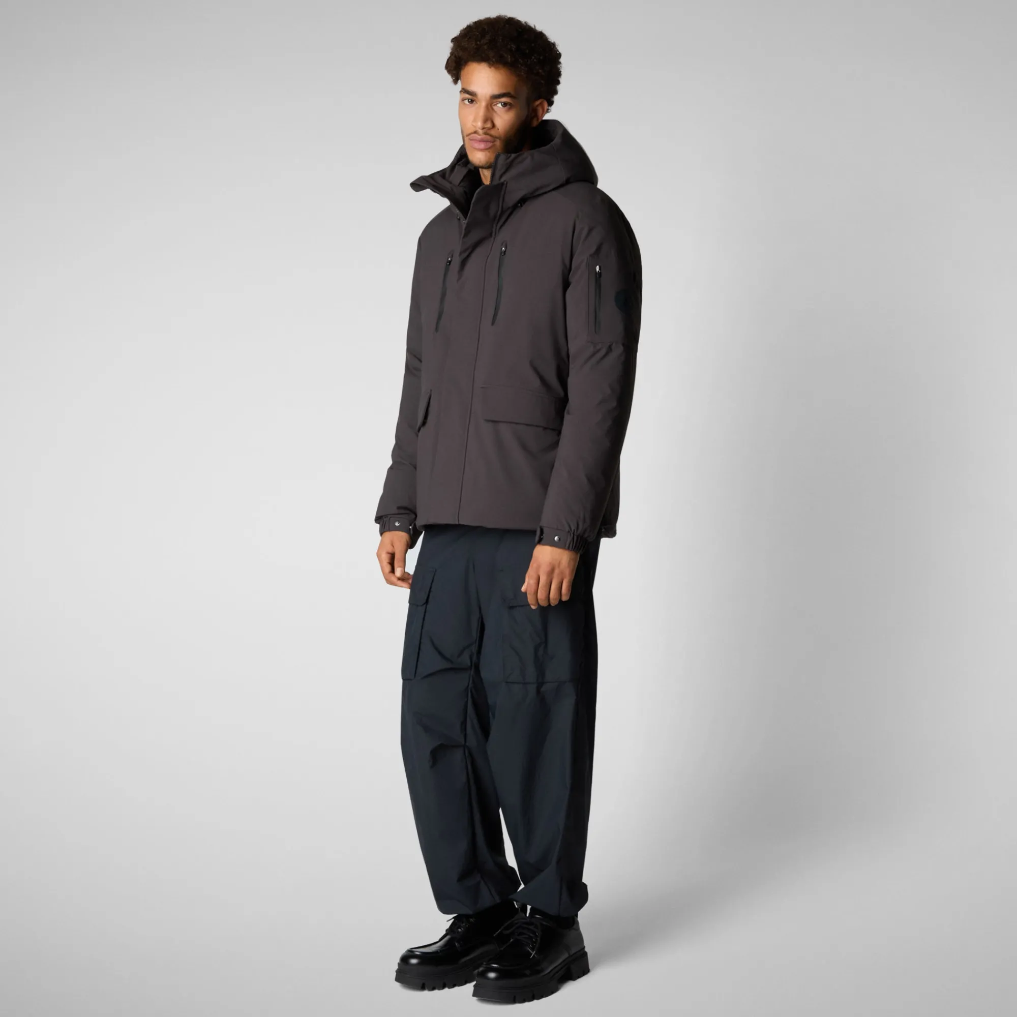 Sale Save The Duck Men's  hooded parka Hiram in brown black Brownblack