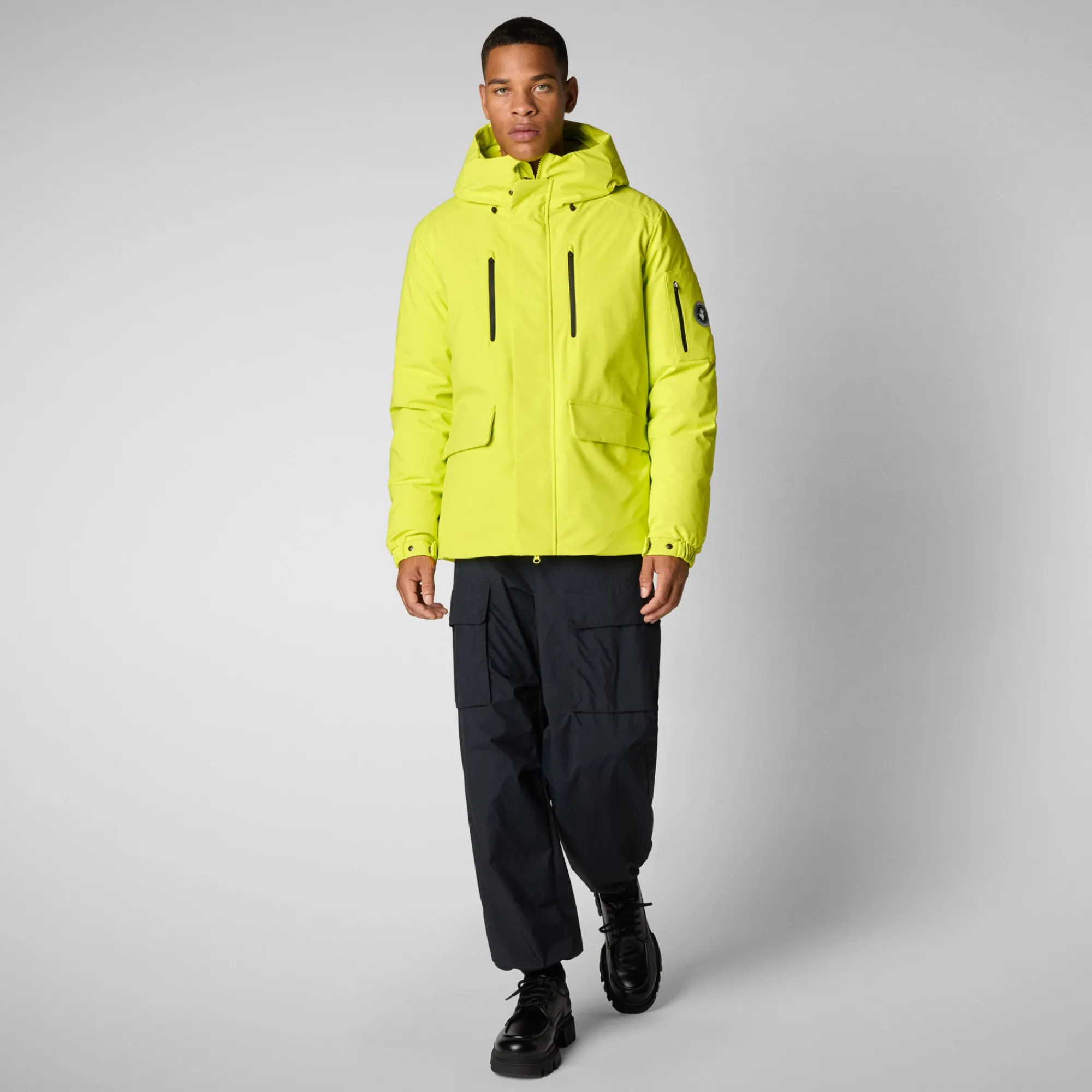 Clearance Save The Duck Men's hooded parka Hiram in lichen green LichenGreen