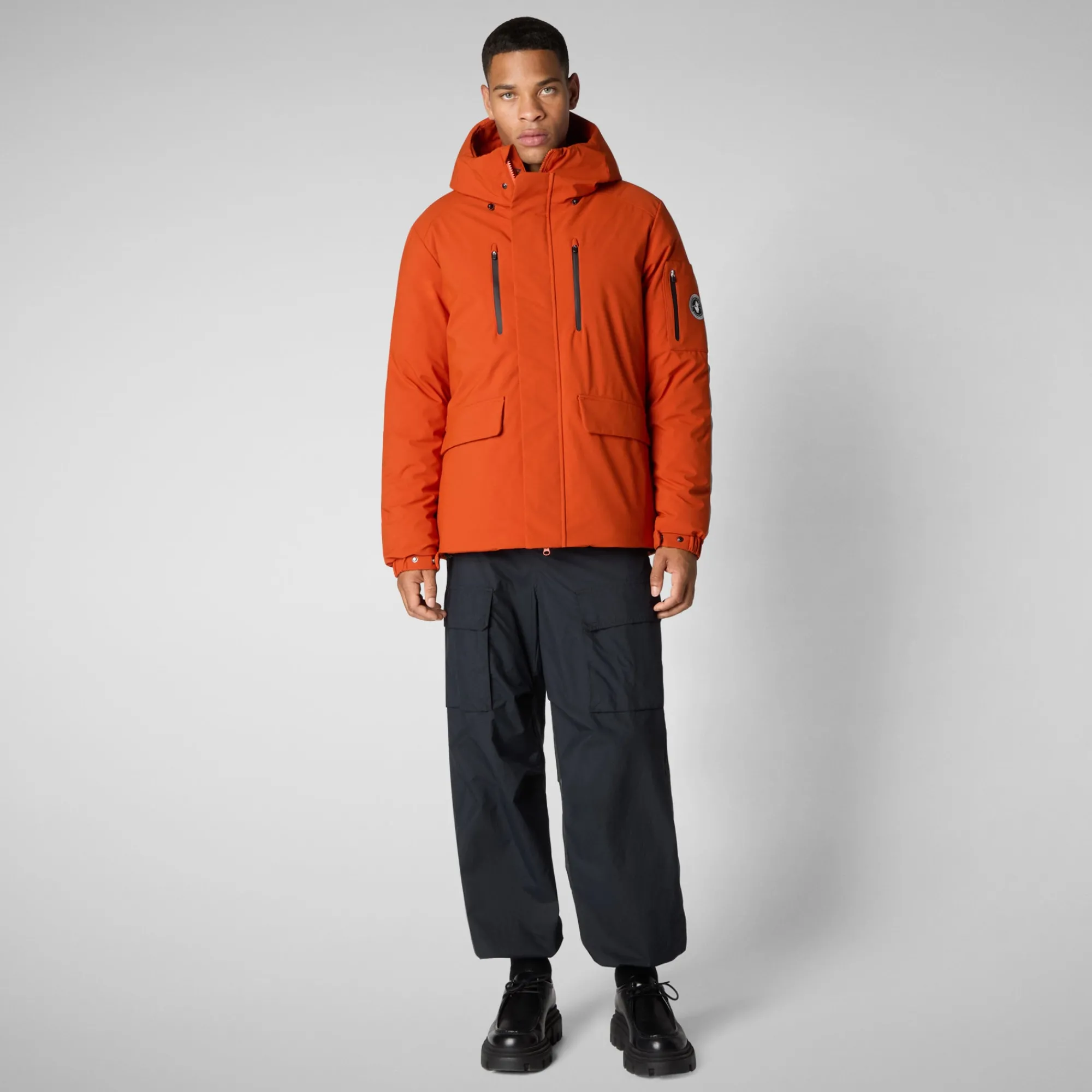 Cheap Save The Duck Men's  hooded parka Hiram in maple orange