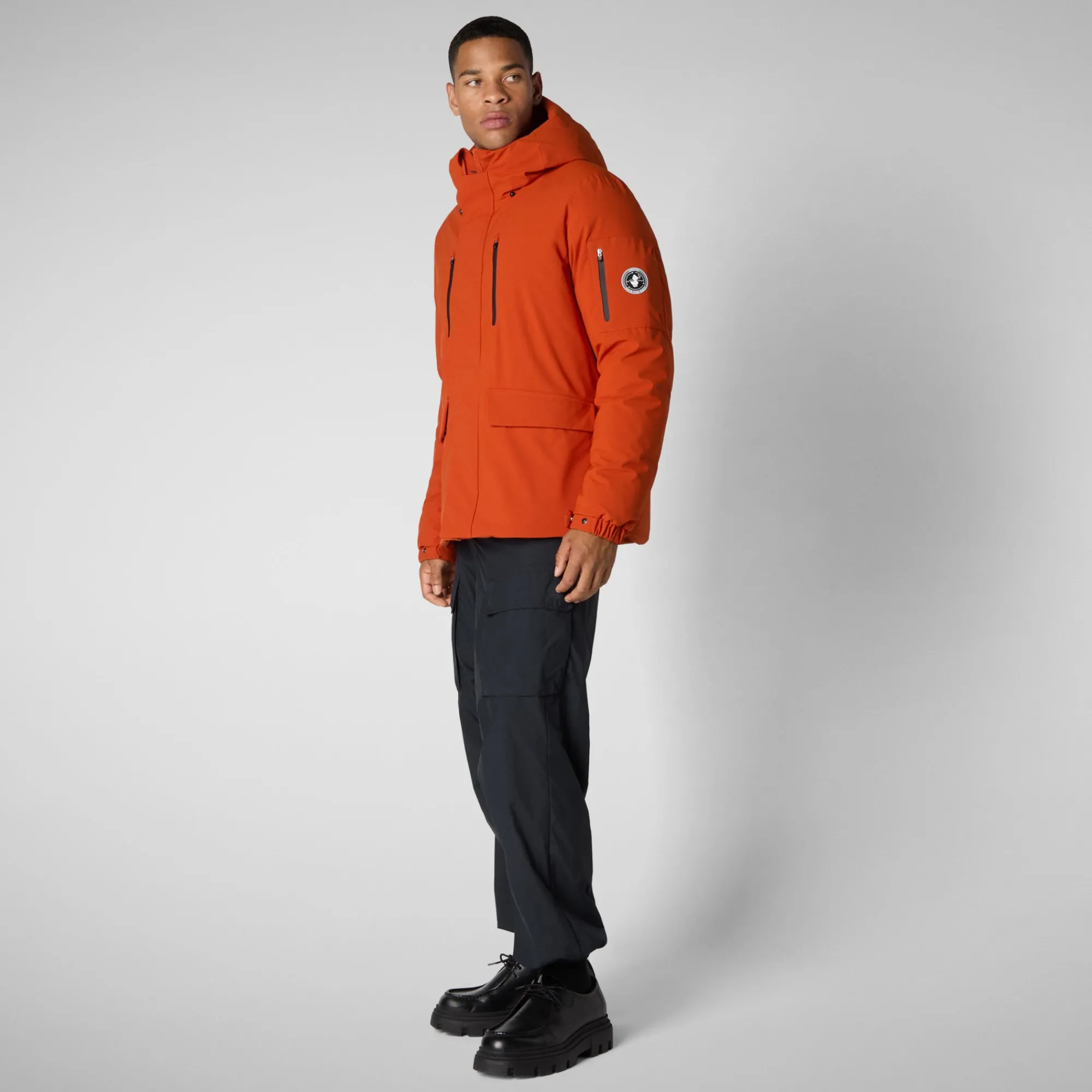 Cheap Save The Duck Men's  hooded parka Hiram in maple orange