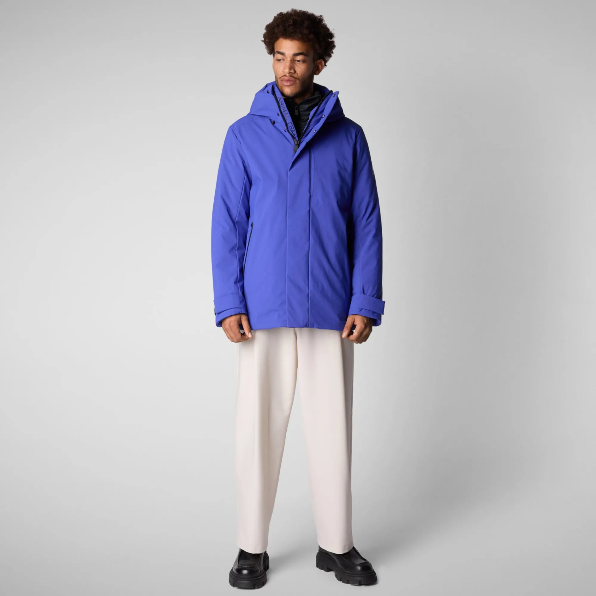 Best Save The Duck Men's  hooded parka Wilder in GENTIAN BLUE