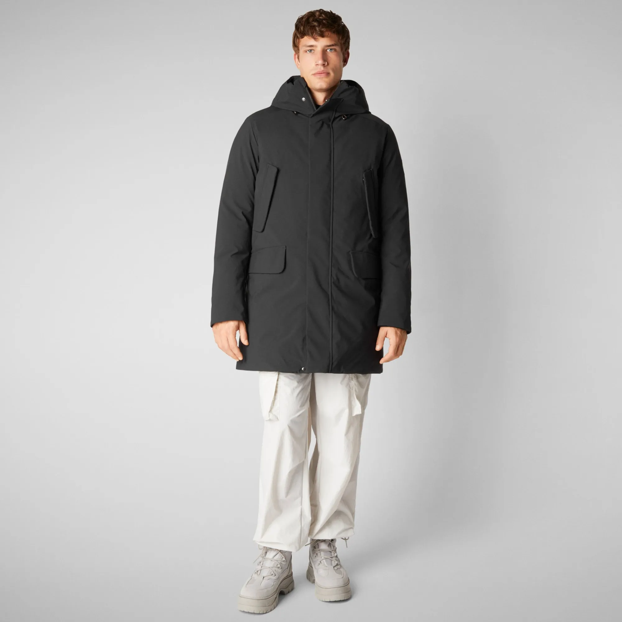 Store Save The Duck Men's  hooded parka Wilson in Black