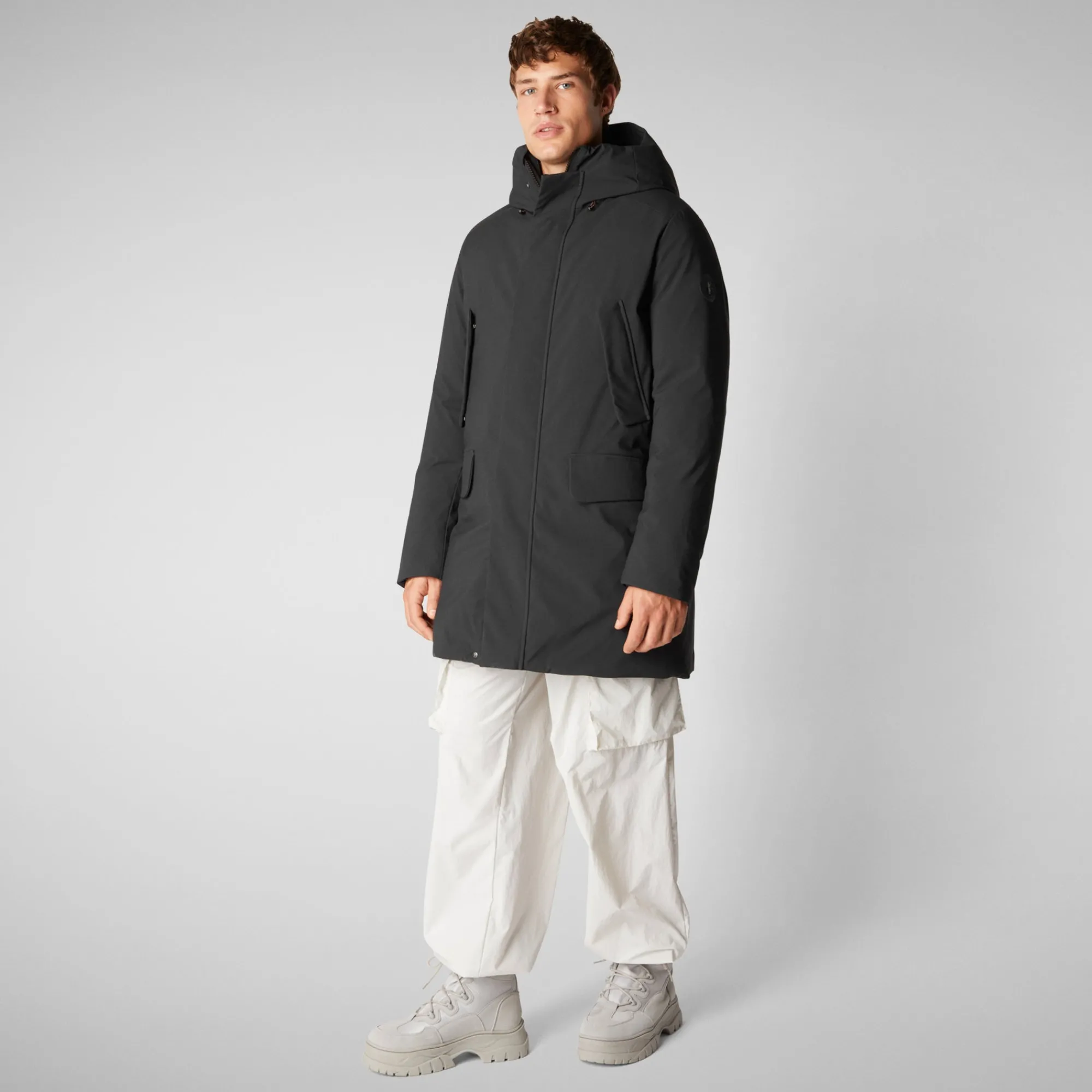 Store Save The Duck Men's  hooded parka Wilson in Black