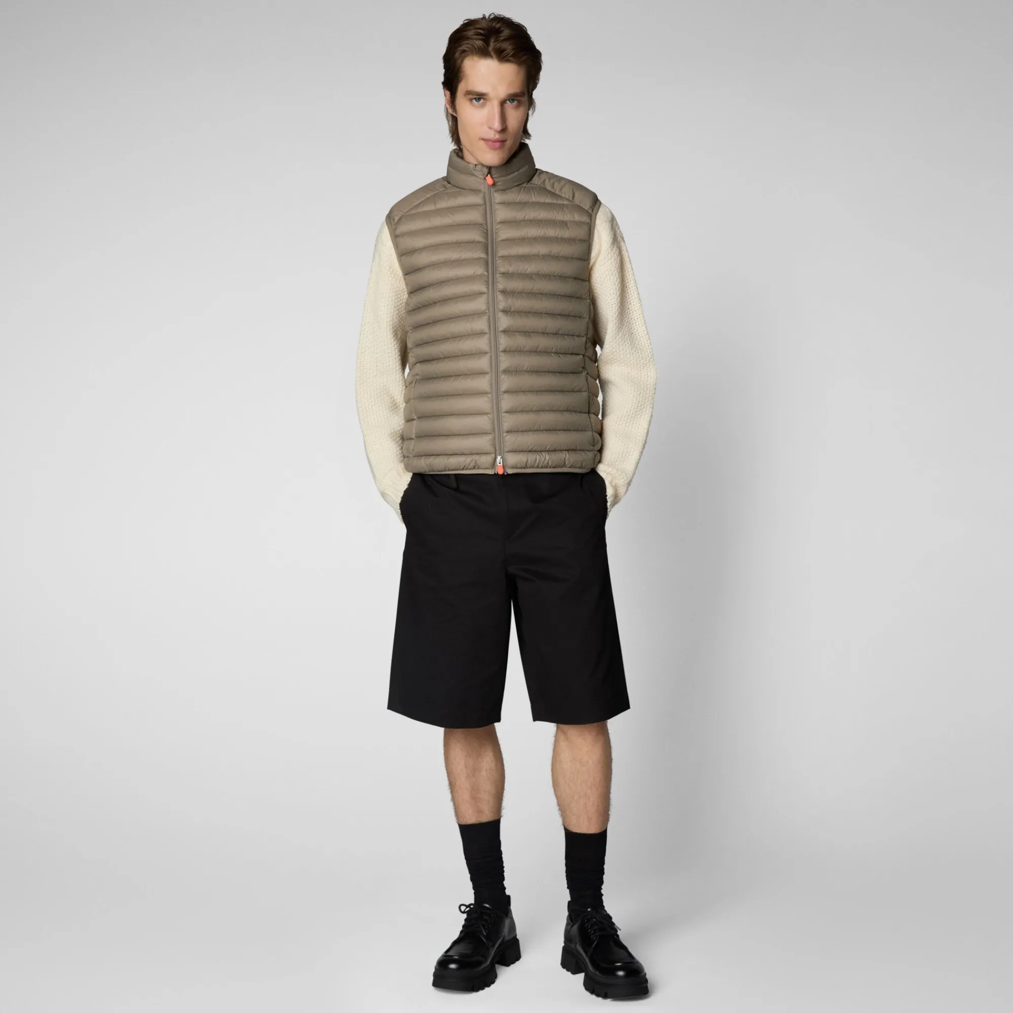 Shop Save The Duck Men's  Puffer Jacket Adam in Elephant Grey ElephantGrey