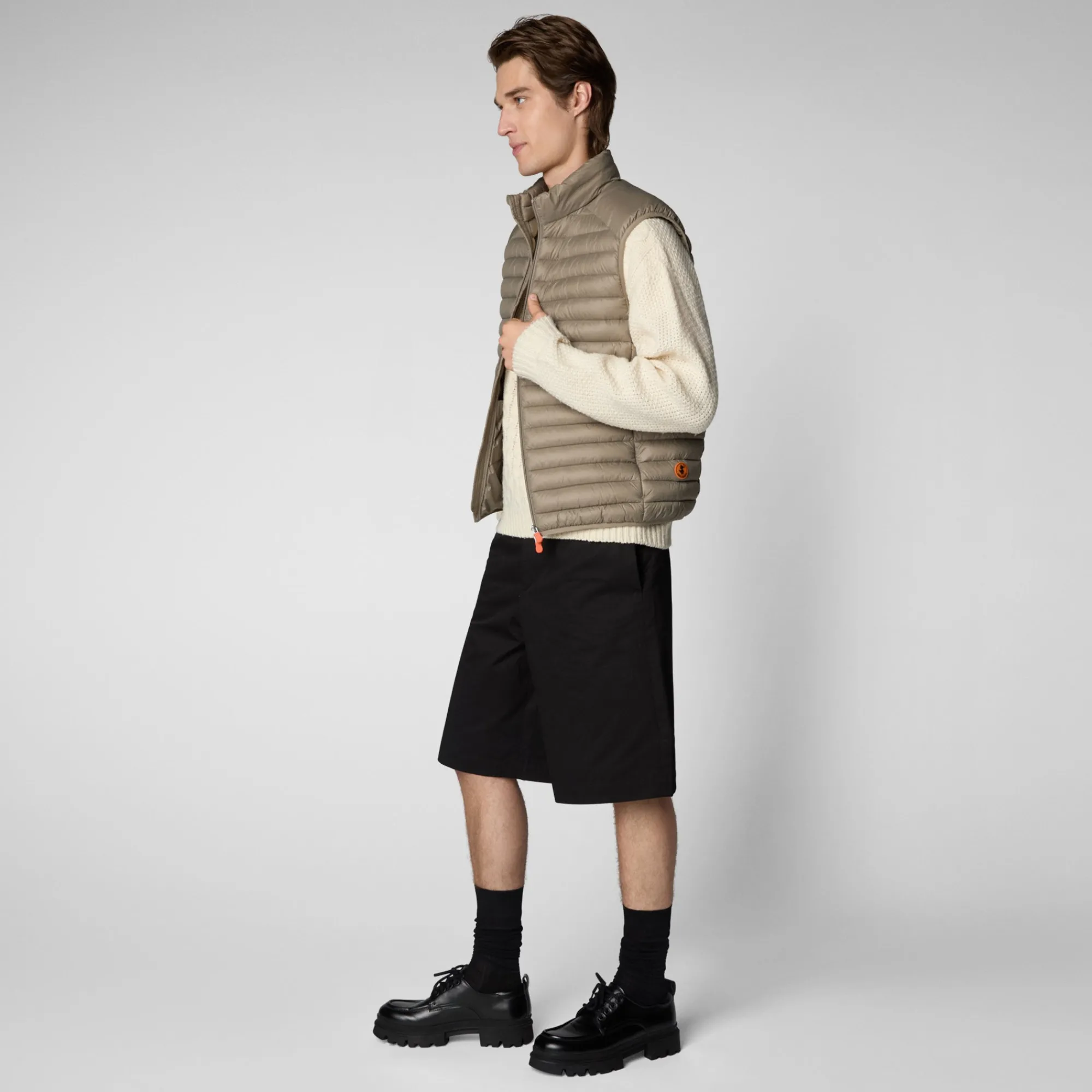 Shop Save The Duck Men's  Puffer Jacket Adam in Elephant Grey ElephantGrey