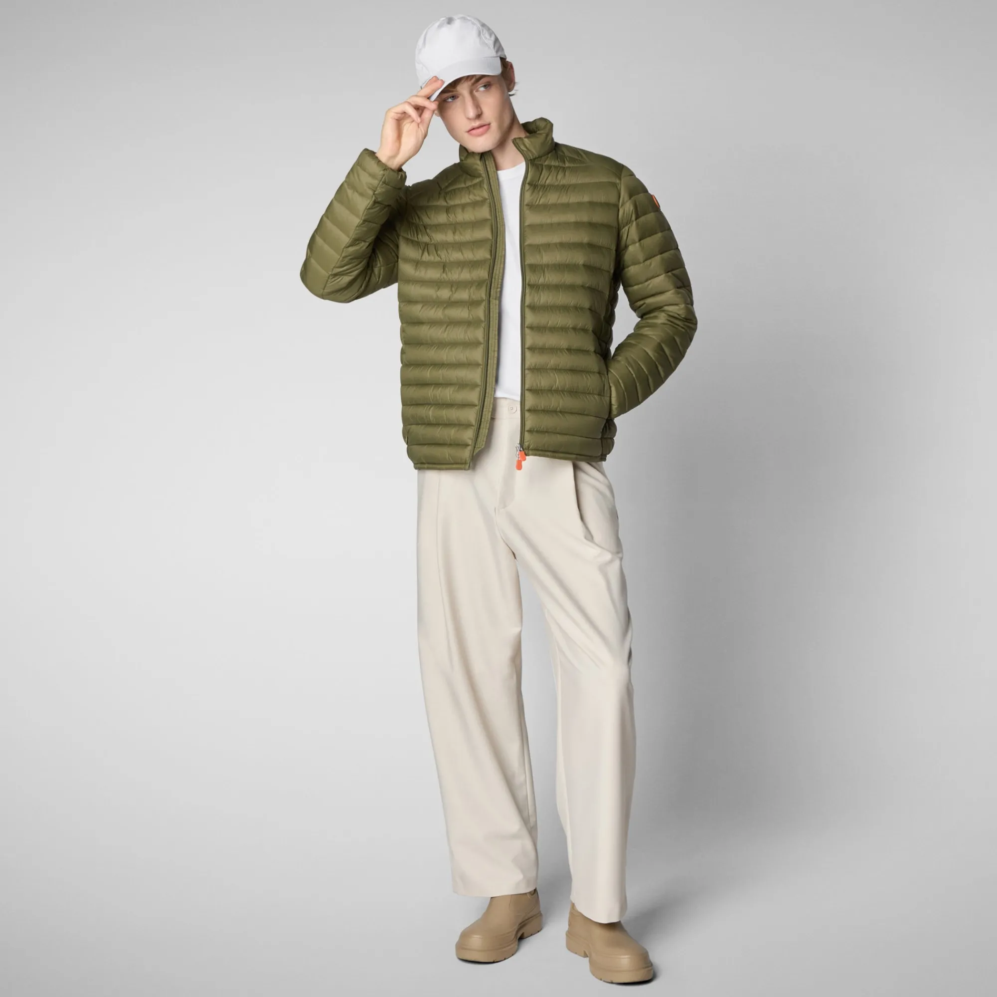Cheap Save The Duck Men's  Puffer Jacket Alexander in Dusty Olive DustyOlive